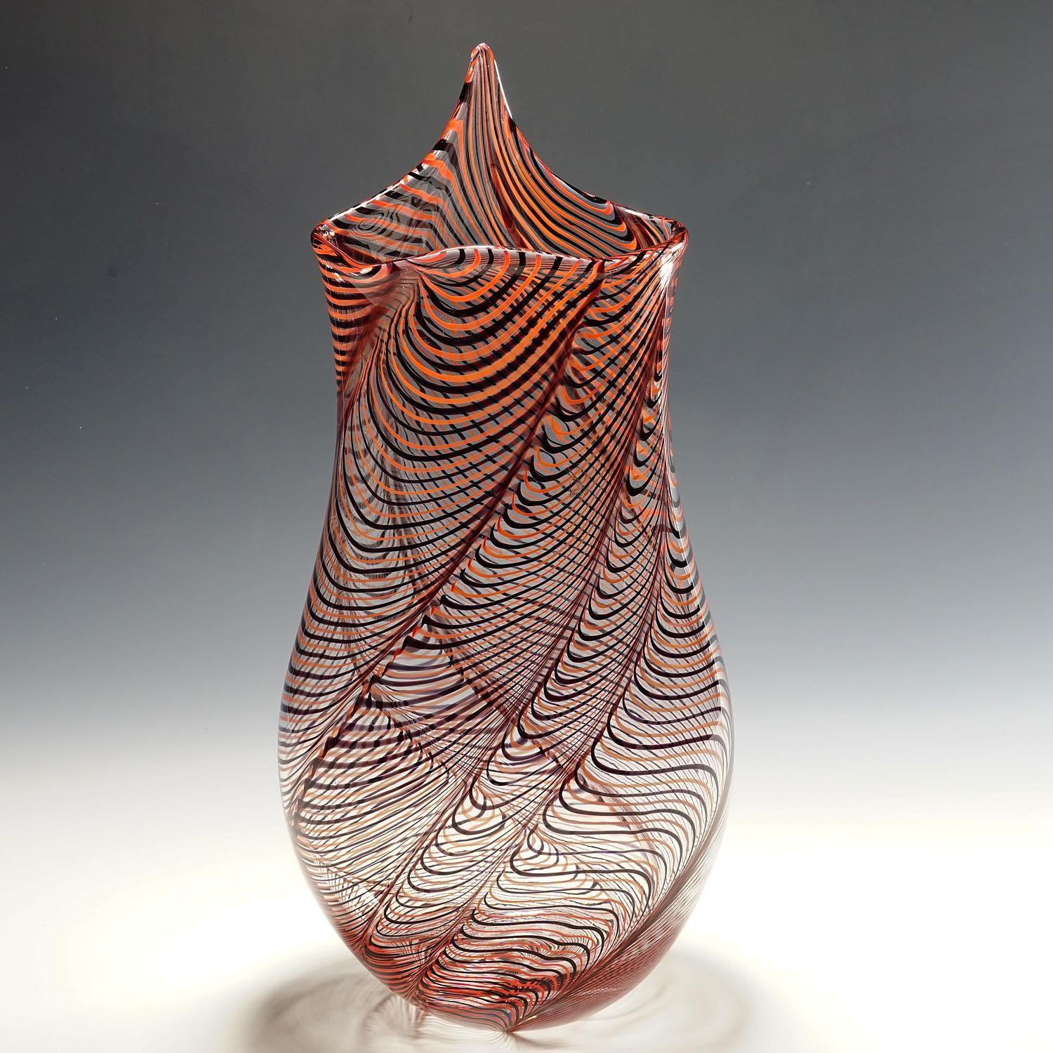 Italiano Grande vaso in vetro artistico di Luca Vidal, Murano in vendita