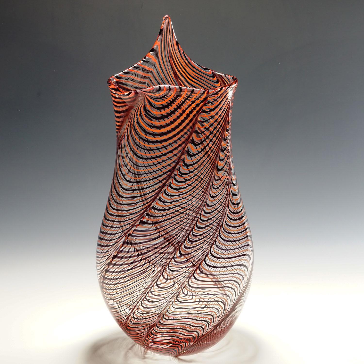 Fait main Grand vase en verre d'art de Luca Vidal, Murano en vente