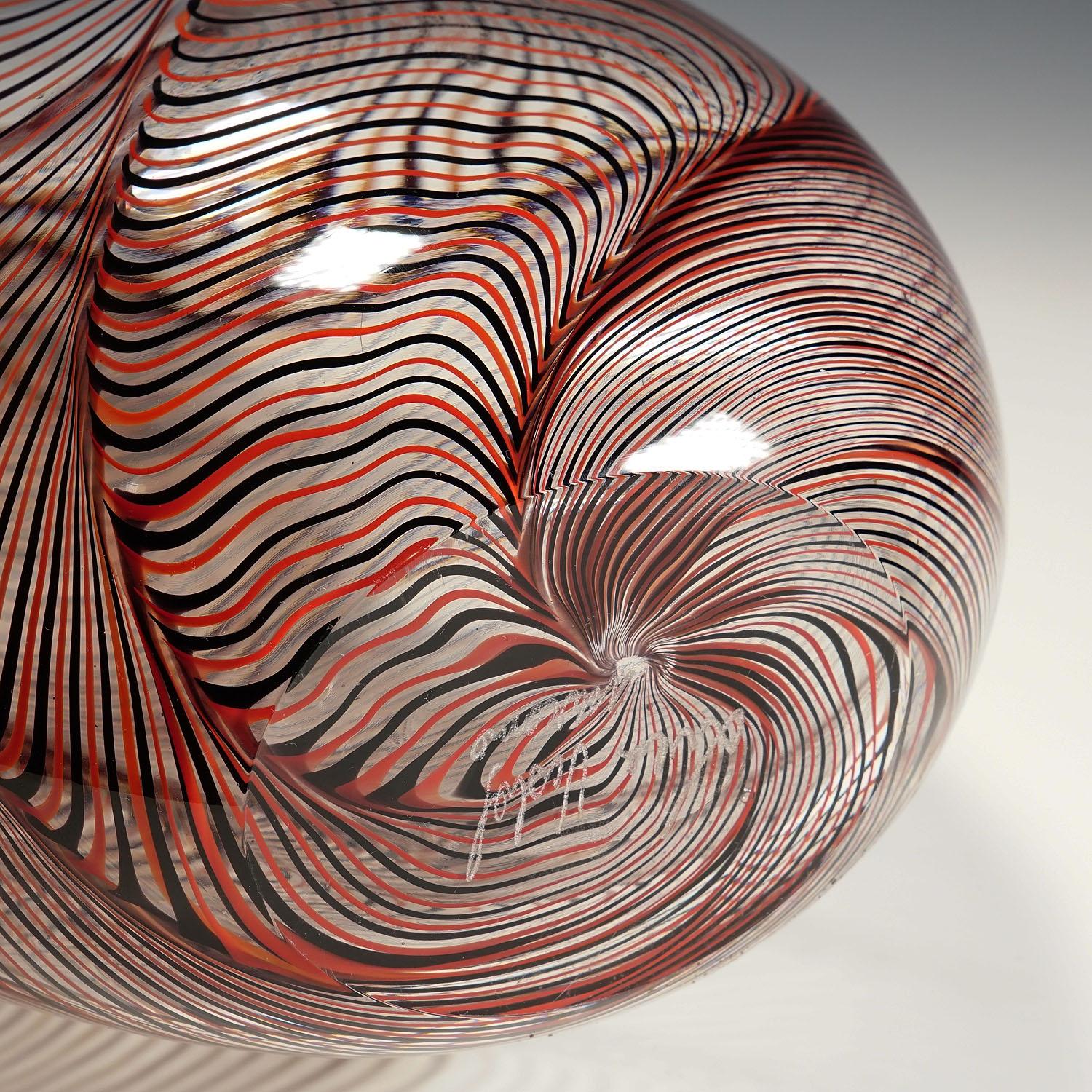 Large Art Glass Vase by Luca Vidal, Murano In Good Condition For Sale In Berghuelen, DE