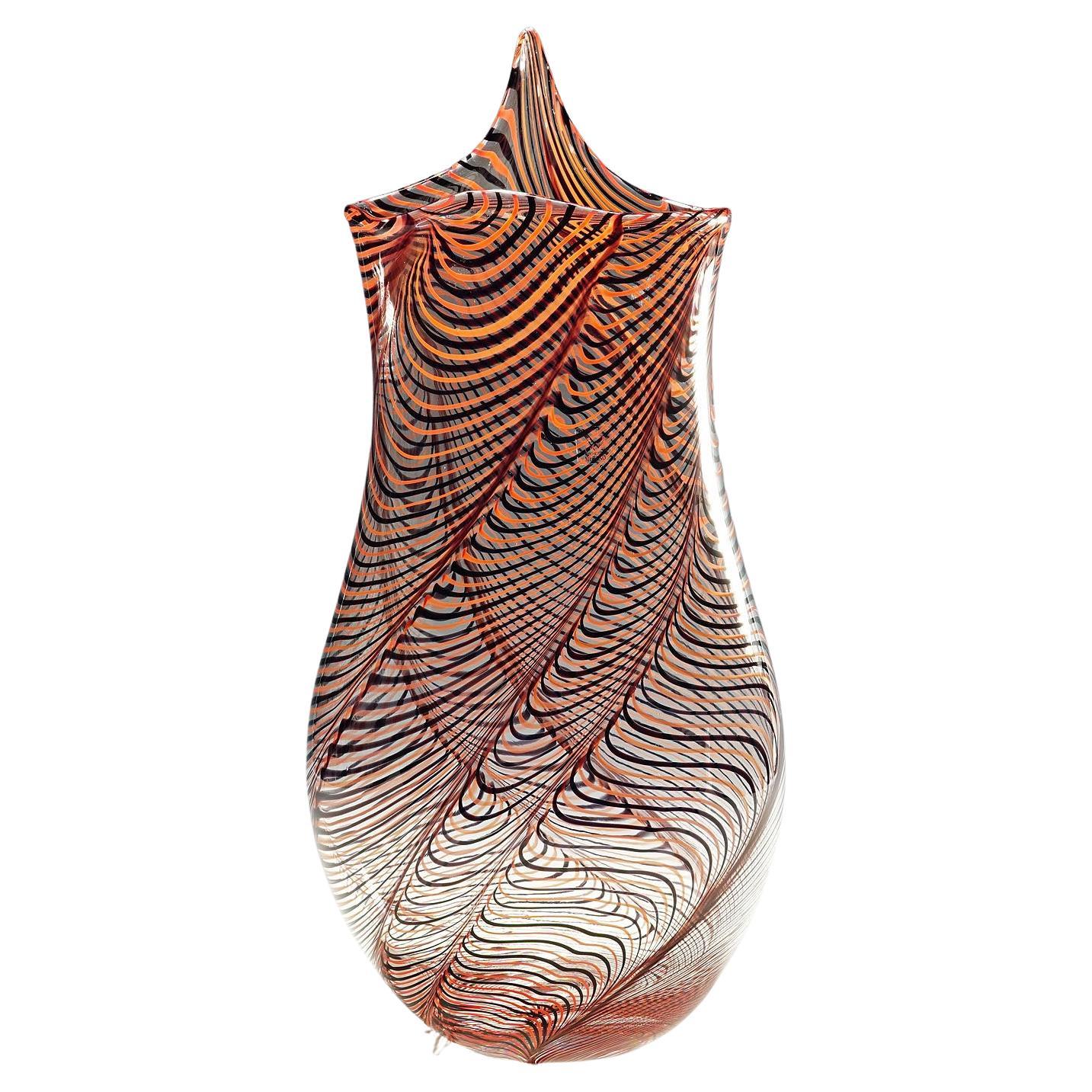 Large Art Glass Vase by Luca Vidal, Murano For Sale