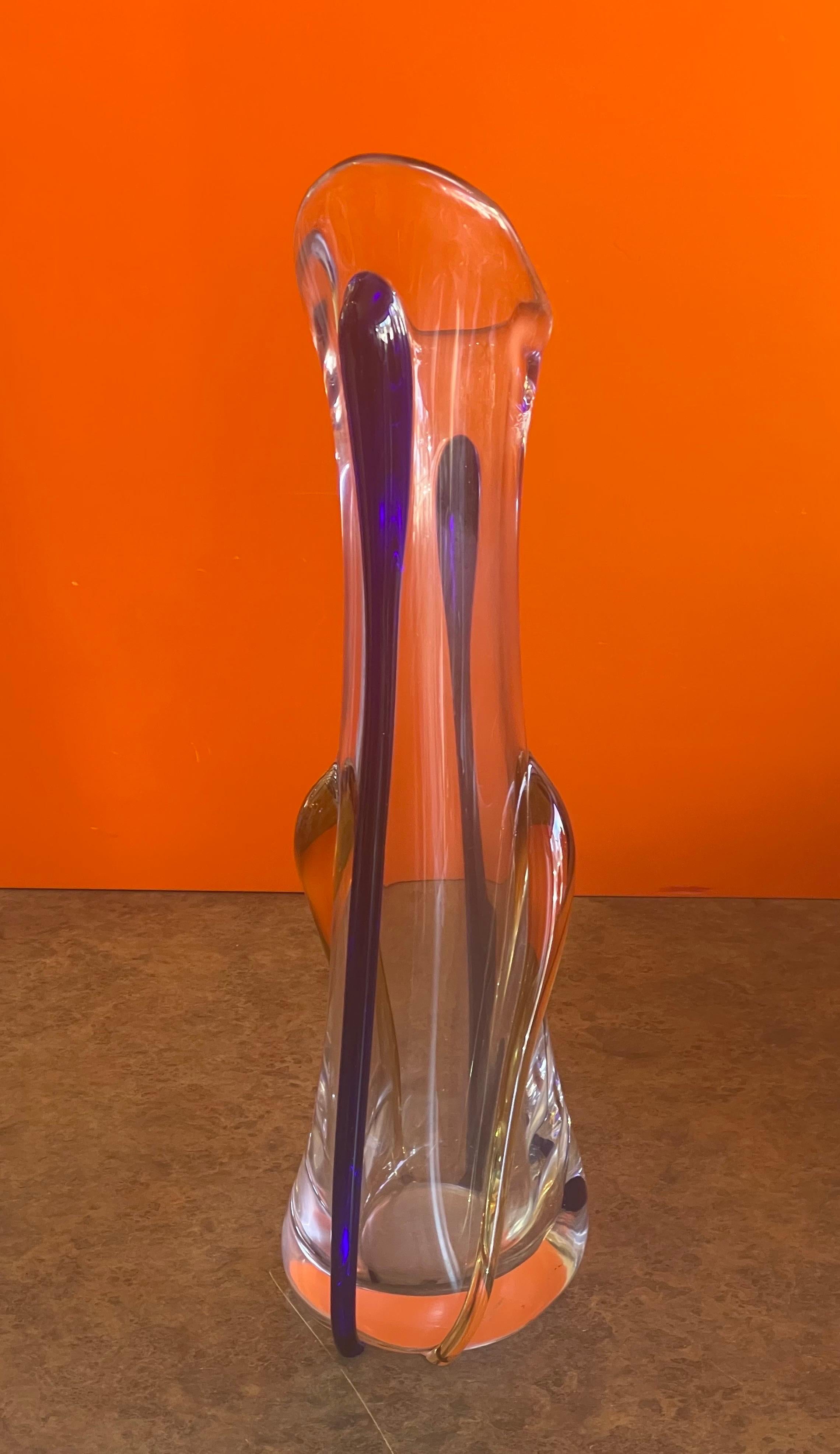 Italian Large Art Glass Vase by Murano For Sale