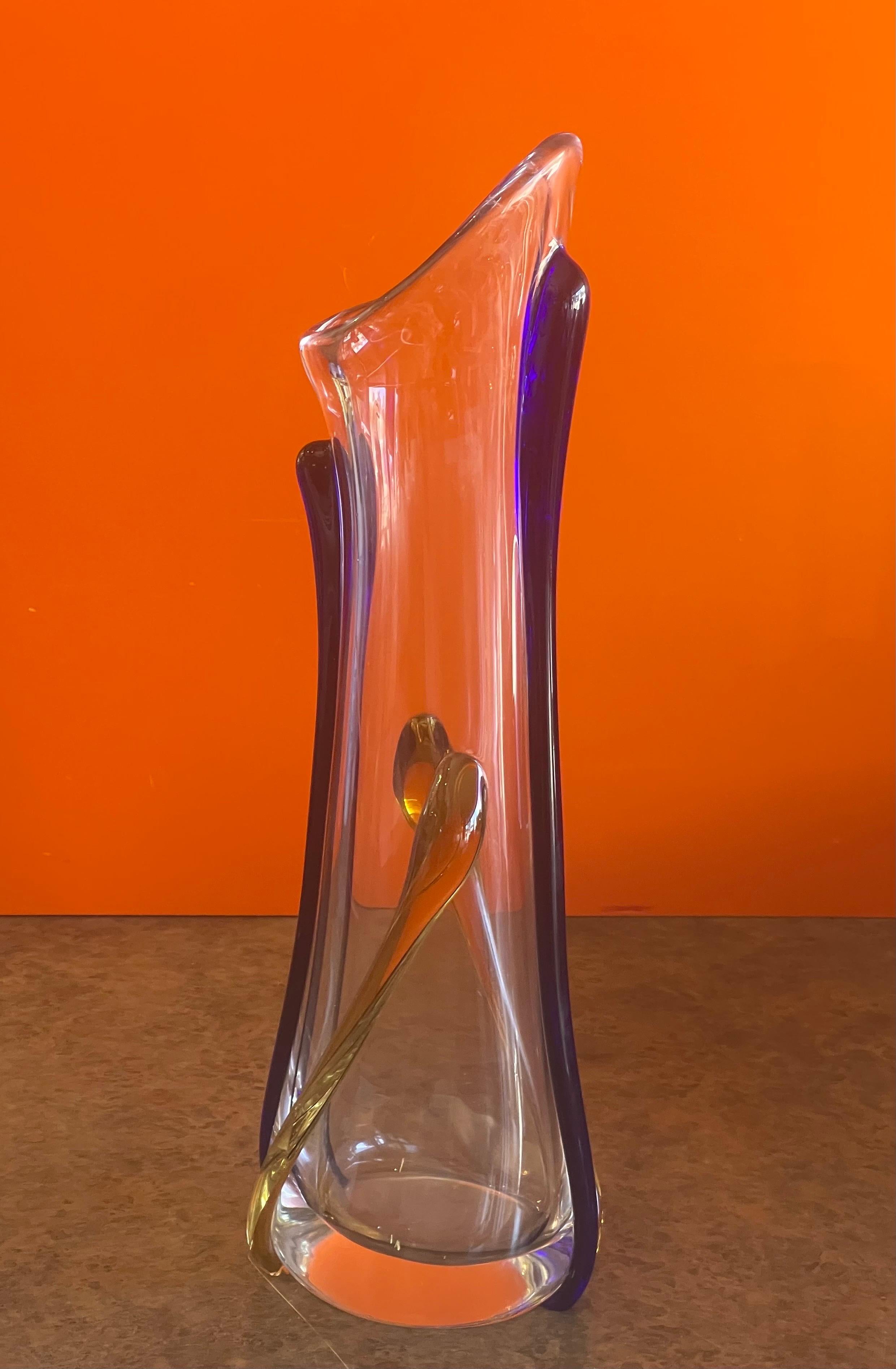 Large Art Glass Vase by Murano In Good Condition For Sale In San Diego, CA