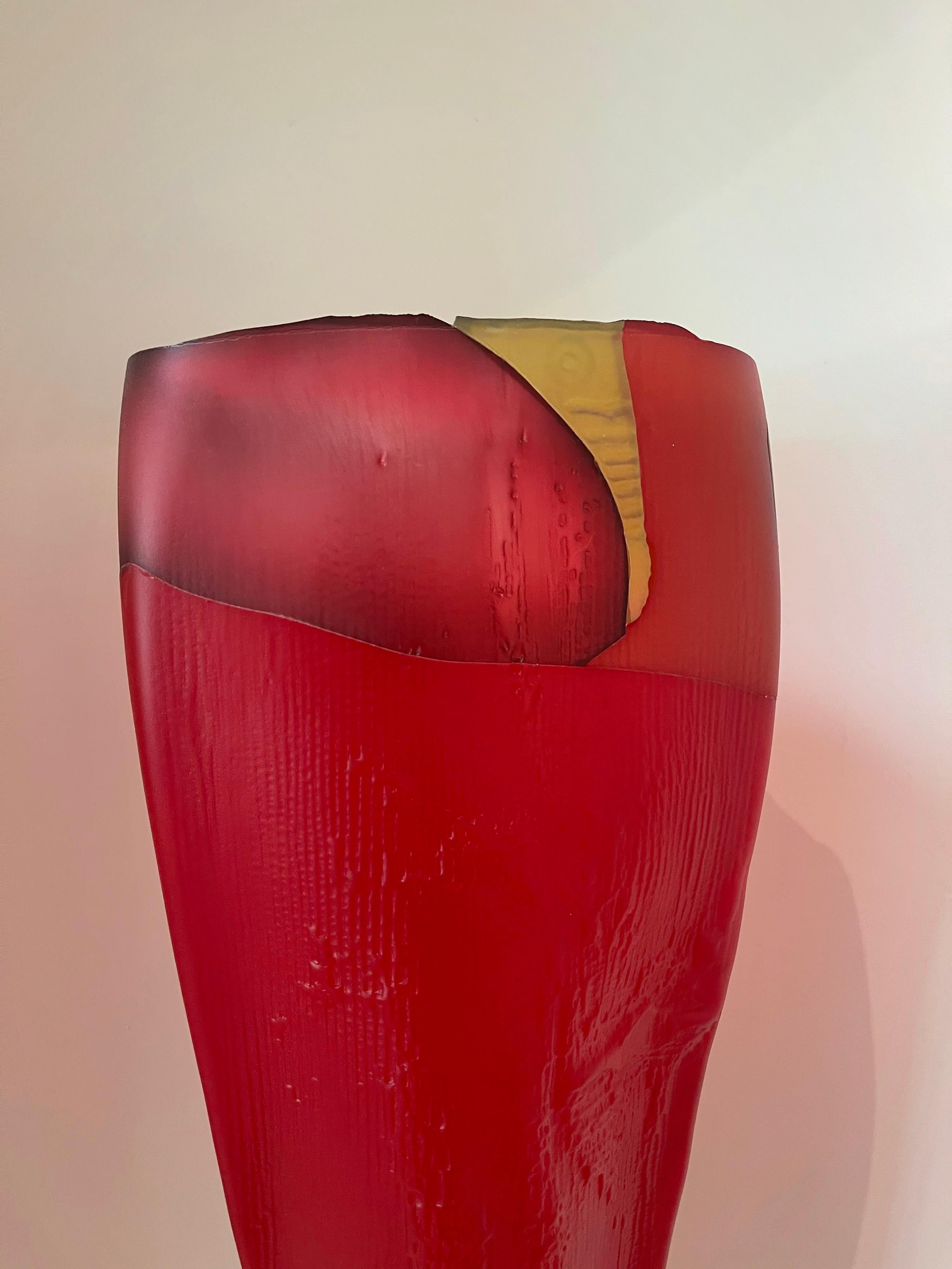 Large Art Glass Vase / Sculpture Entitled 