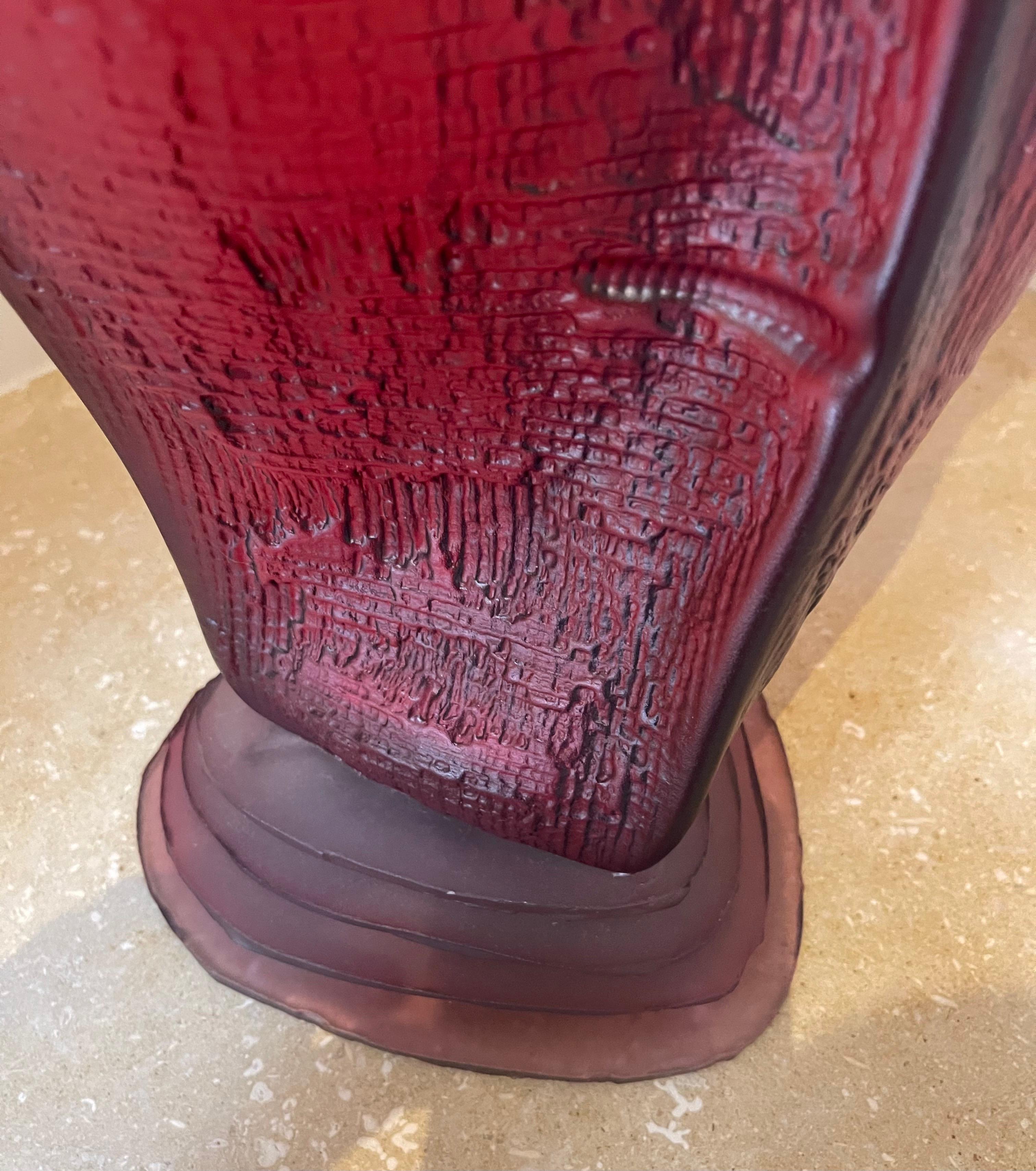 Large Art Glass Vase / Sculpture Entitled 