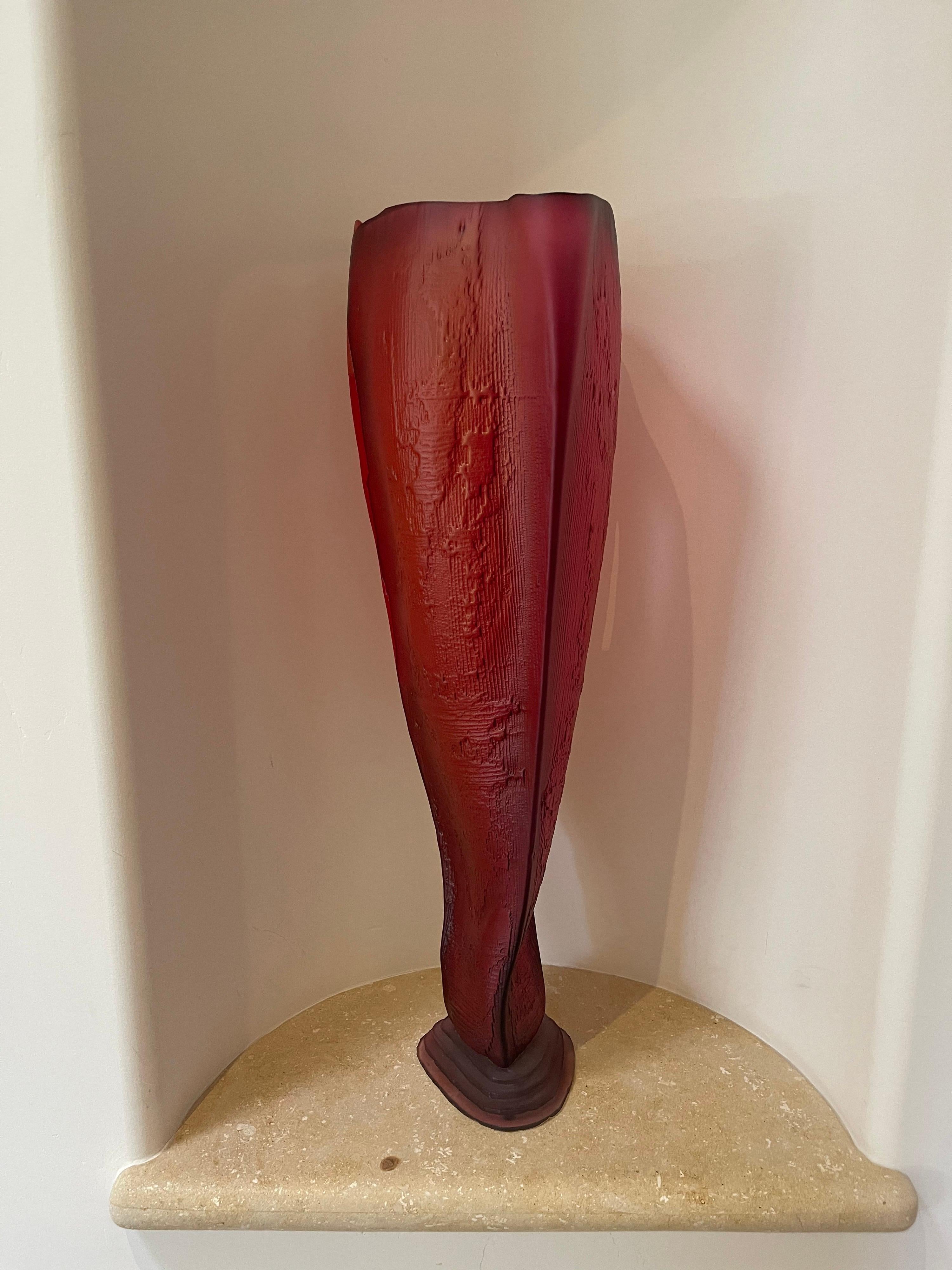 Organic Modern Large Art Glass Vase / Sculpture Entitled 