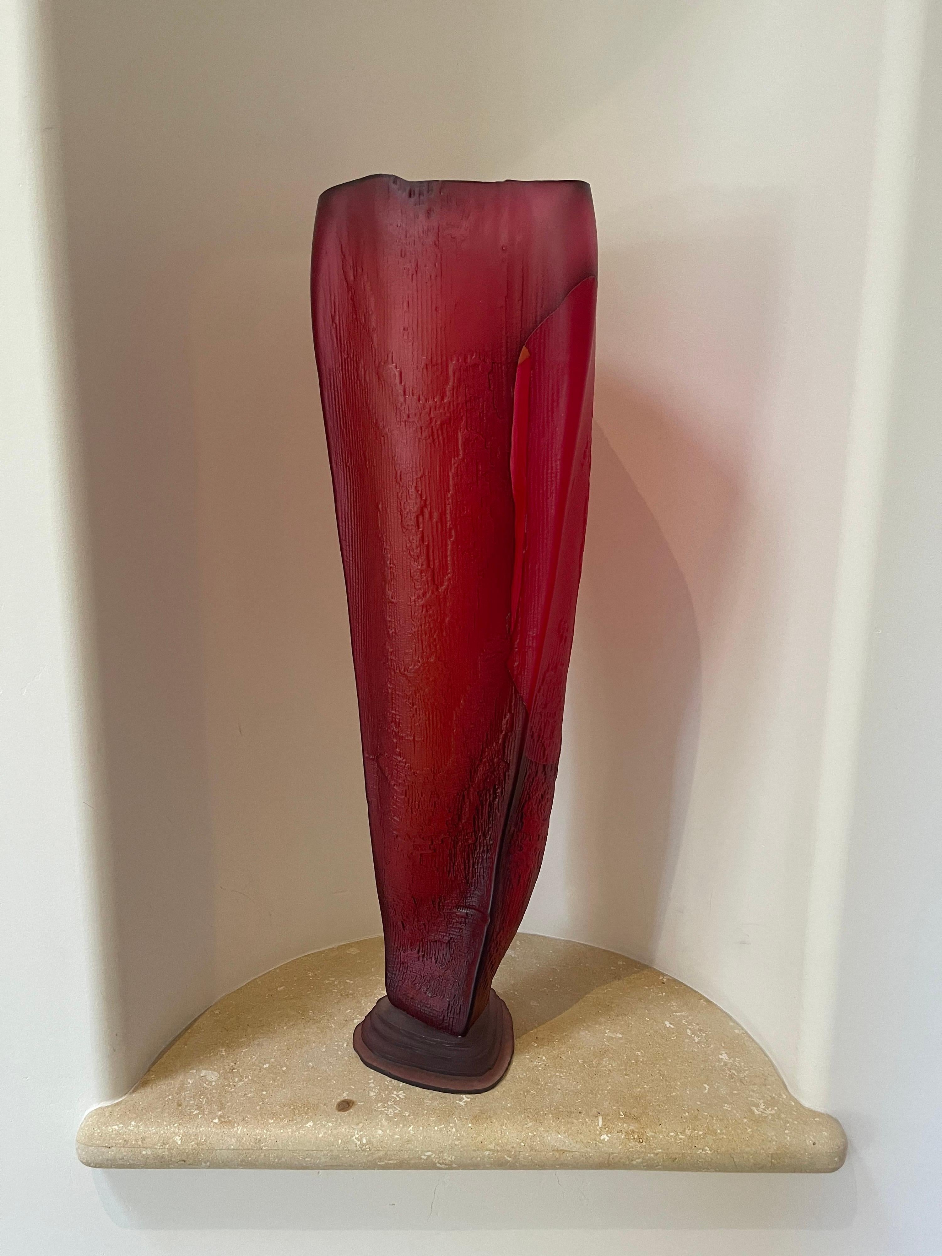 American Large Art Glass Vase / Sculpture Entitled 