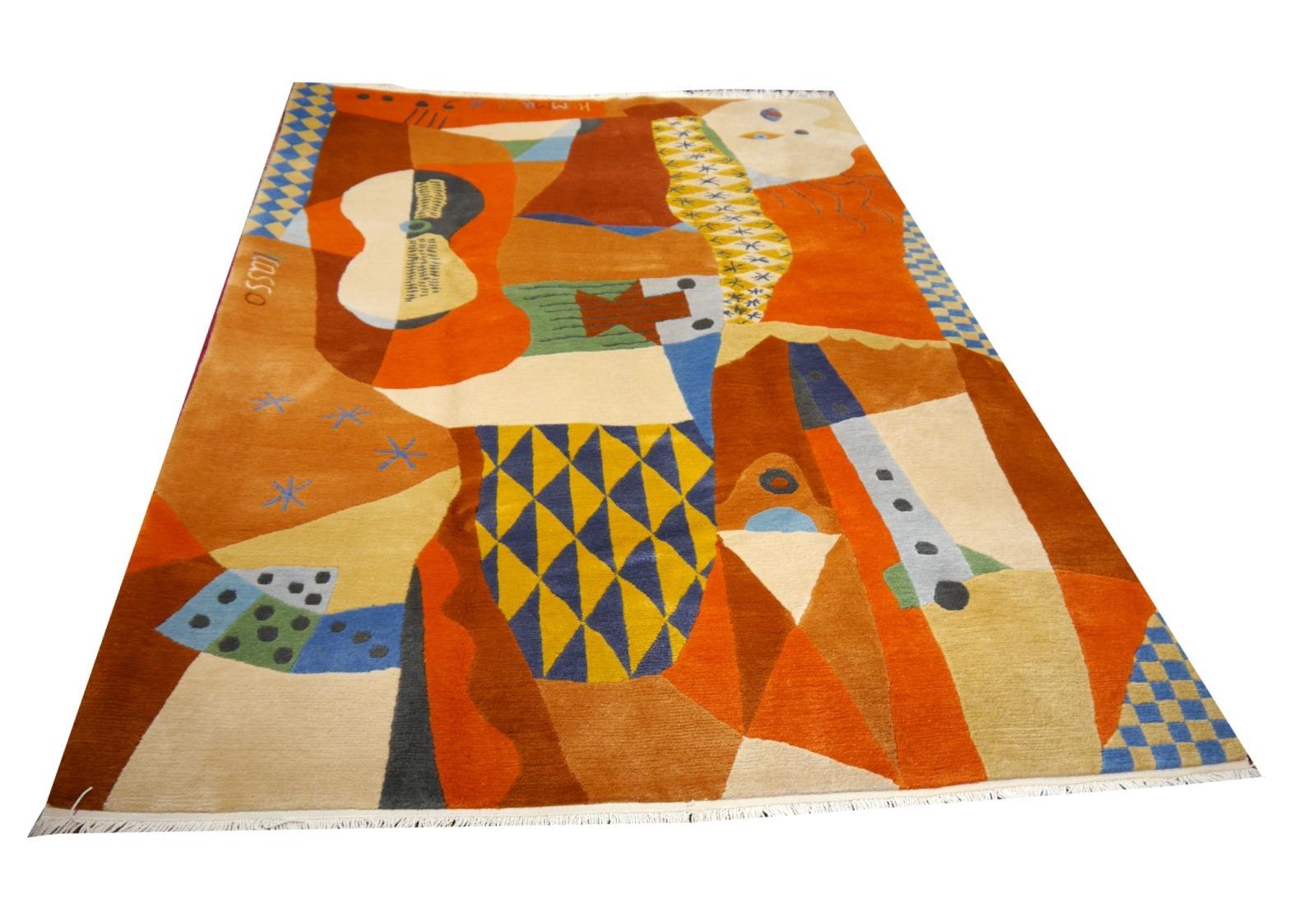 Ein wunderschöner Vintage-Design-Teppich von ART LINE, handgeknüpft aus feinster tibetischer Wolle, 300 x 200 cm, Design nach Pablo Picasso

Der Kubismus ist eine Stilrichtung der Kunstgeschichte, die sich um 1906 in Frankreich aus der Avantgarde