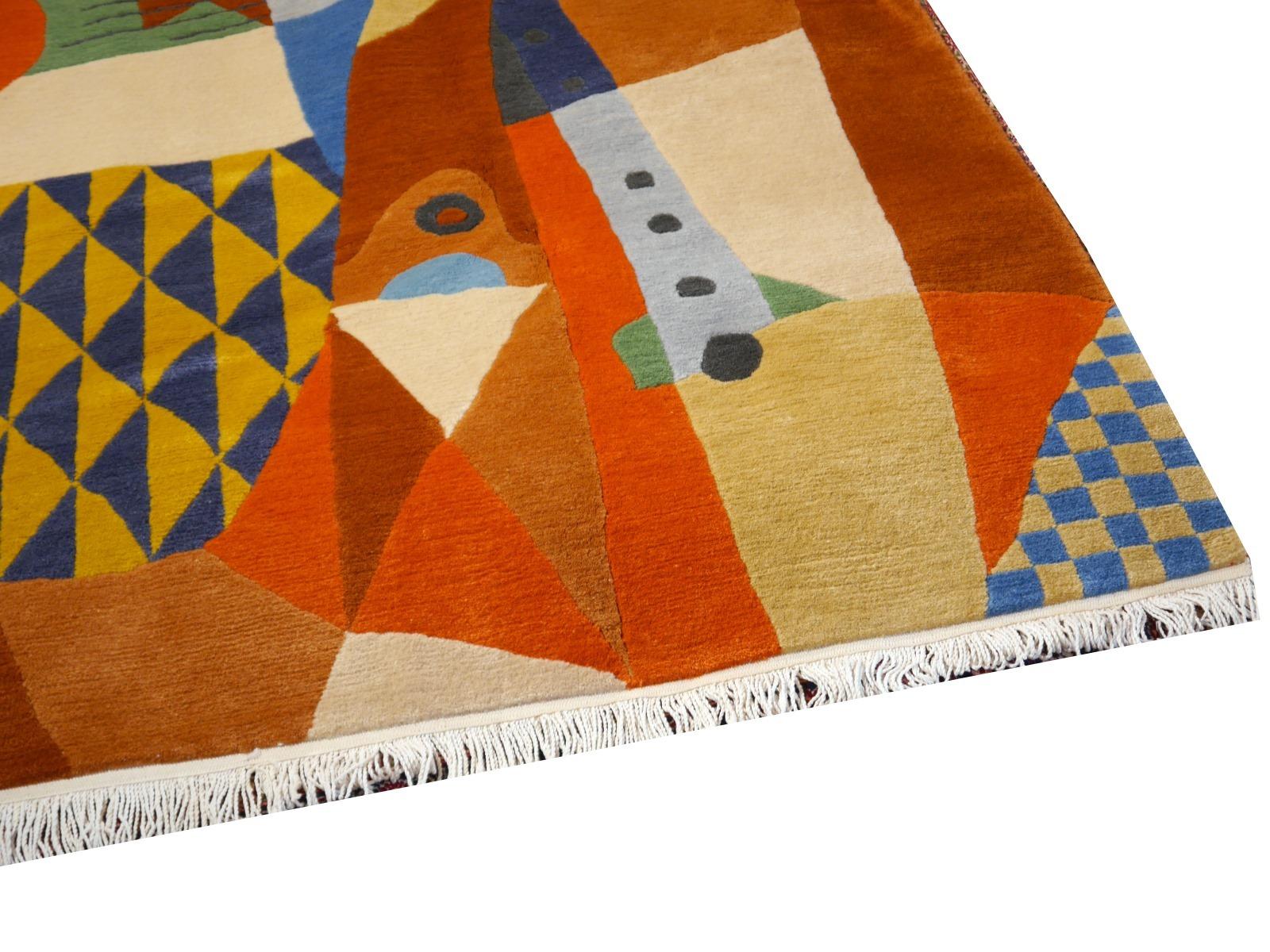 Großer Art Line-Teppich nach Pablo Picasso, handgeknüpft, Wolle, ausgezeichneter Zustand (Handgeknüpft) im Angebot