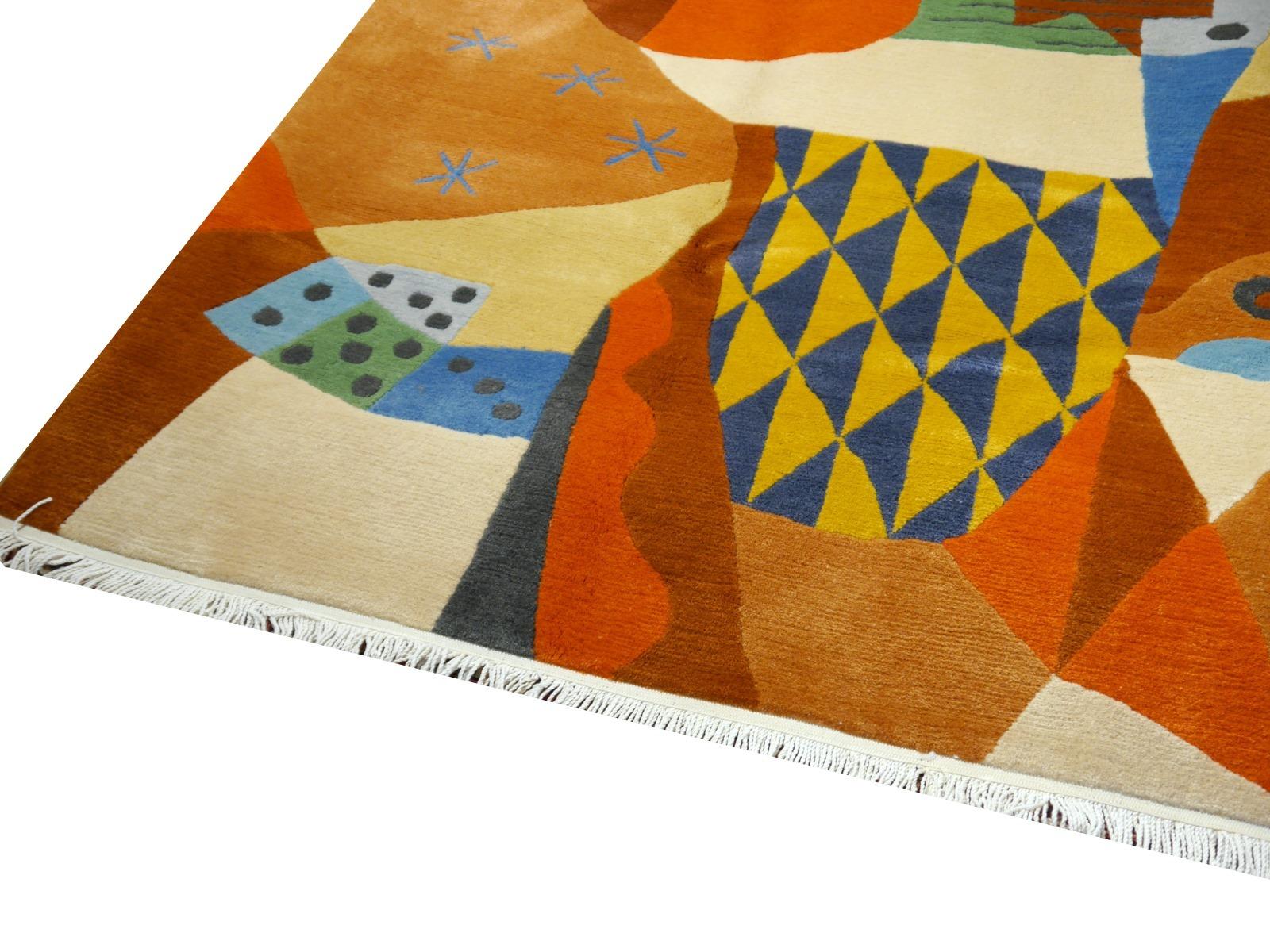 Großer Art Line-Teppich nach Pablo Picasso, handgeknüpft, Wolle, ausgezeichneter Zustand im Zustand „Gut“ im Angebot in Lohr, Bavaria, DE