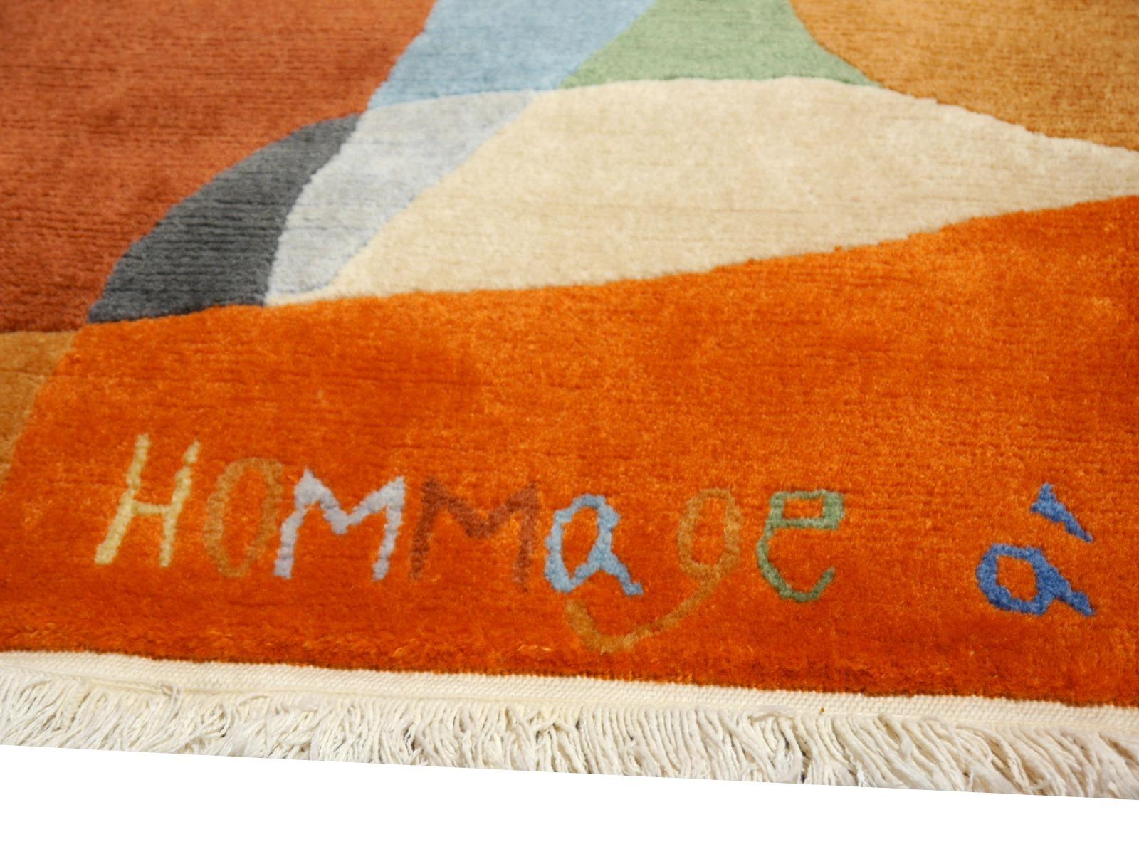 Großer Art Line-Teppich nach Pablo Picasso, handgeknüpft, Wolle, ausgezeichneter Zustand im Angebot 1