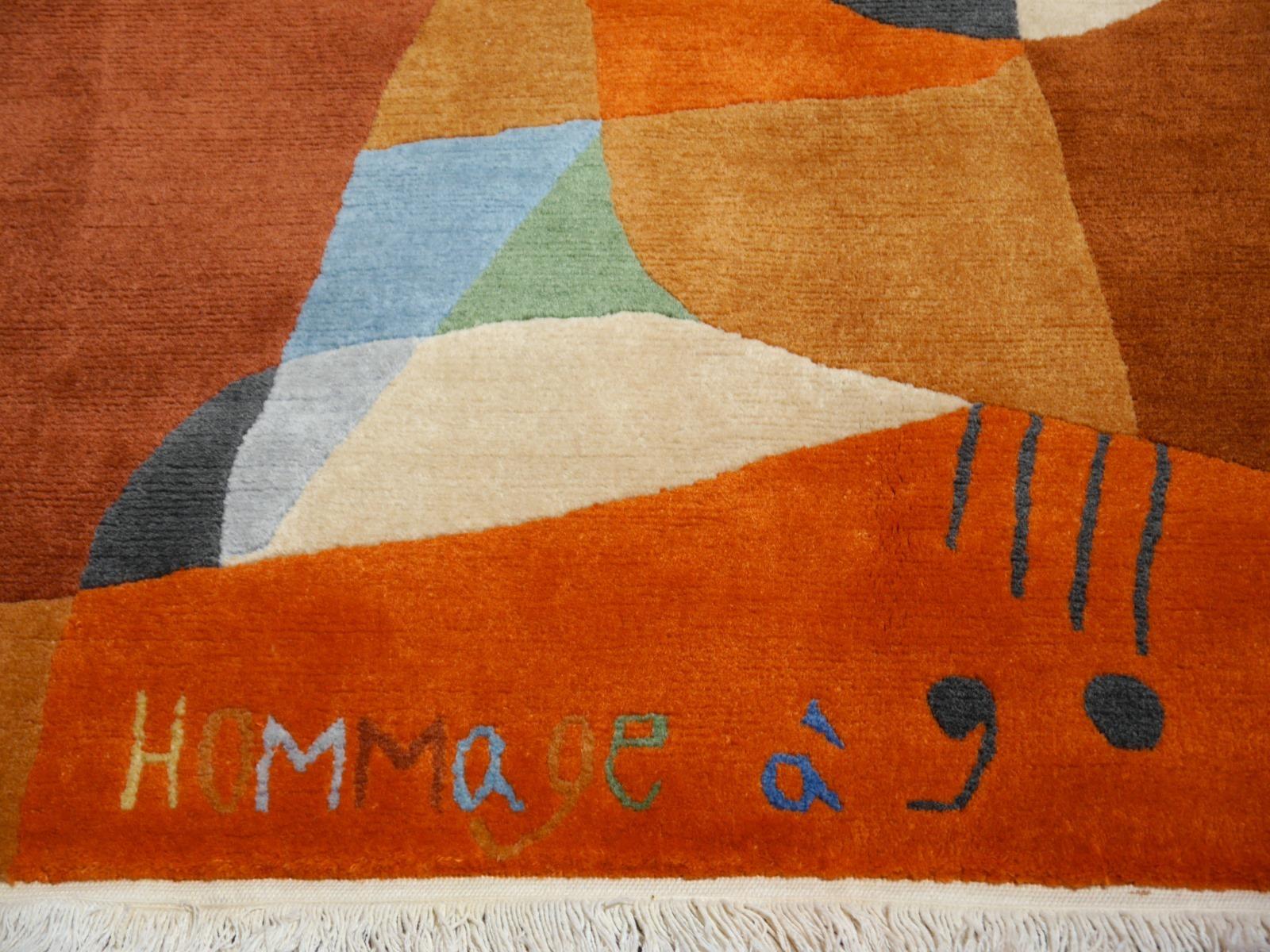 Großer Art Line-Teppich nach Pablo Picasso, handgeknüpft, Wolle, ausgezeichneter Zustand im Angebot 2