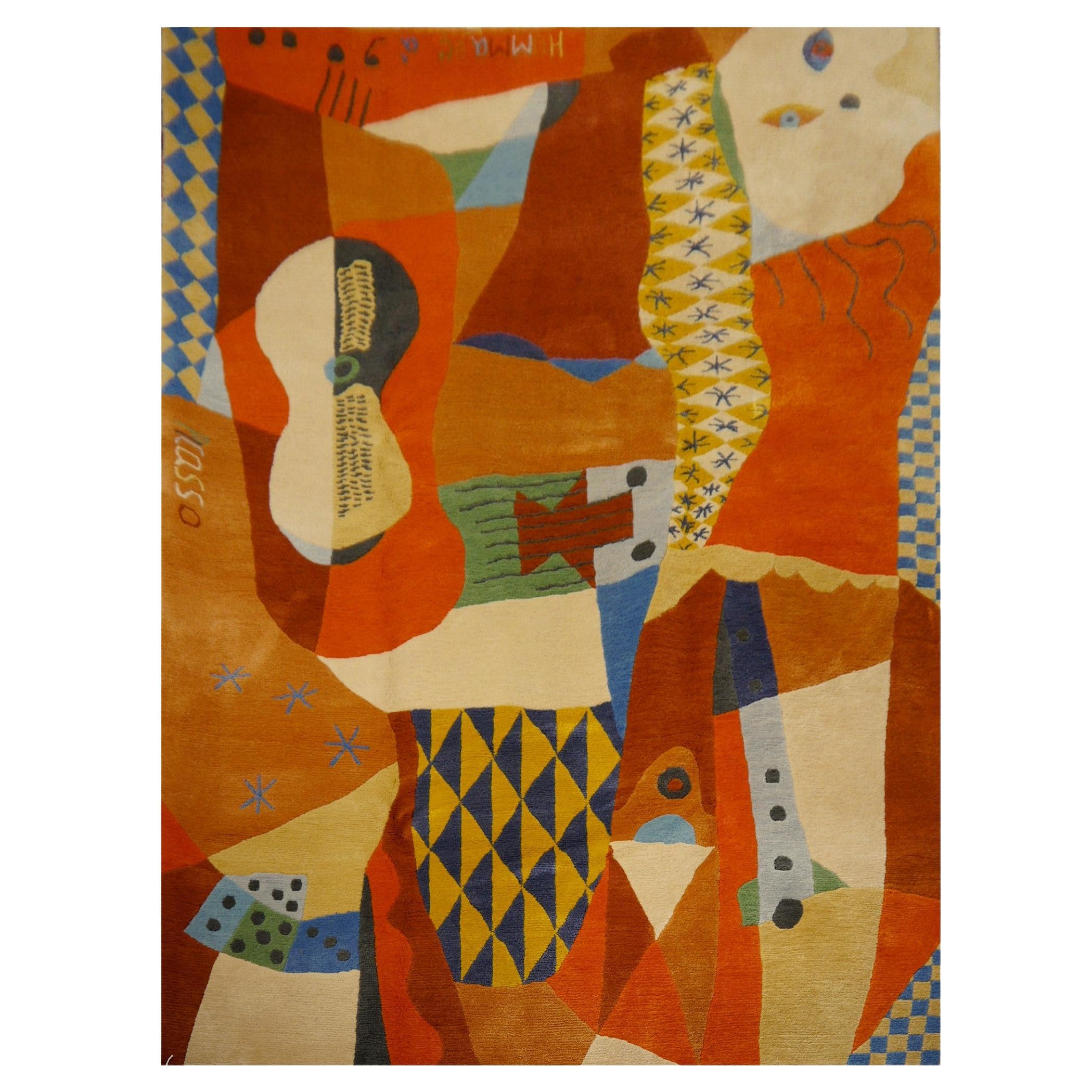 Grand tapis Art Line d'après Pablo Picasso, en laine nouée à la main, excellent état