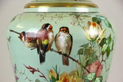 Large Art Nouveau Amphora Glass Vase with Enamel Paintings, Bohemia, circa 1900