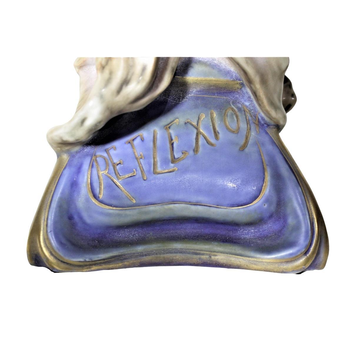 Large Art Nouveau Amphora Teplitz Porcelain Female Bust 