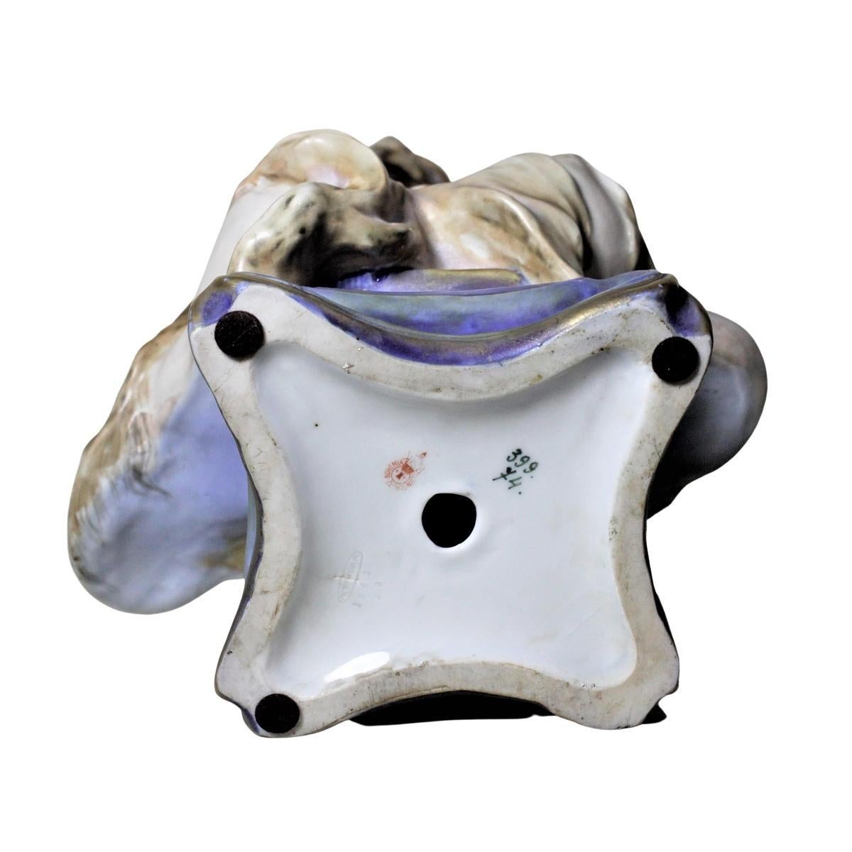Large Art Nouveau Amphora Teplitz Porcelain Female Bust 