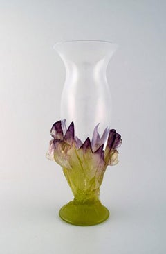 Large Art Nouveau Art Glass Vase from Daum. Iris in "Pâte De Verre" Technique