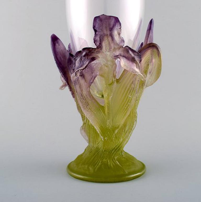 Large Art Nouveau Art Glass Vase from Daum. Iris in "Pâte De Verre