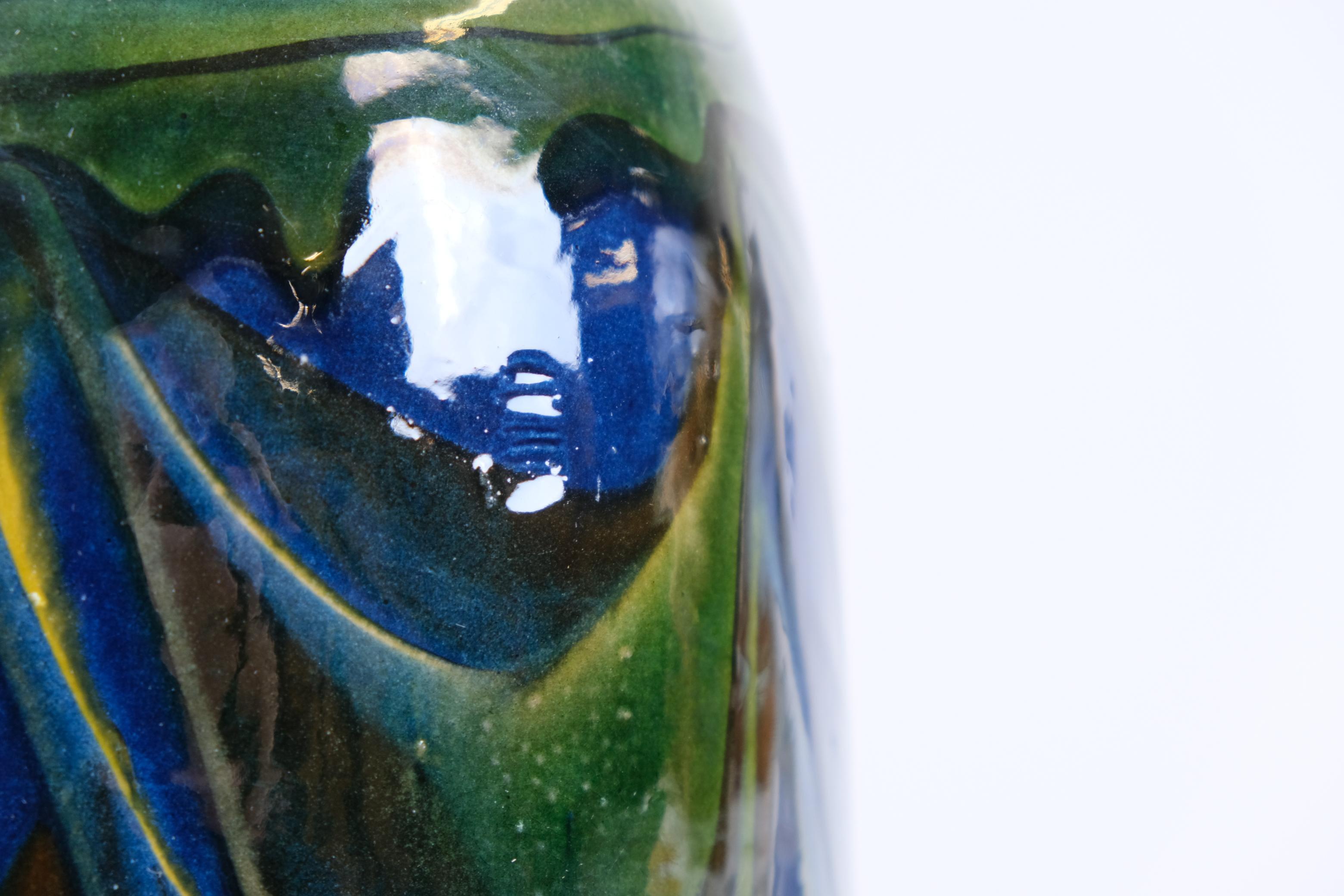 Grand vase Art nouveau à glaçure bleue et verte par Herman Kähler, Danemark c. 1900 en vente 2