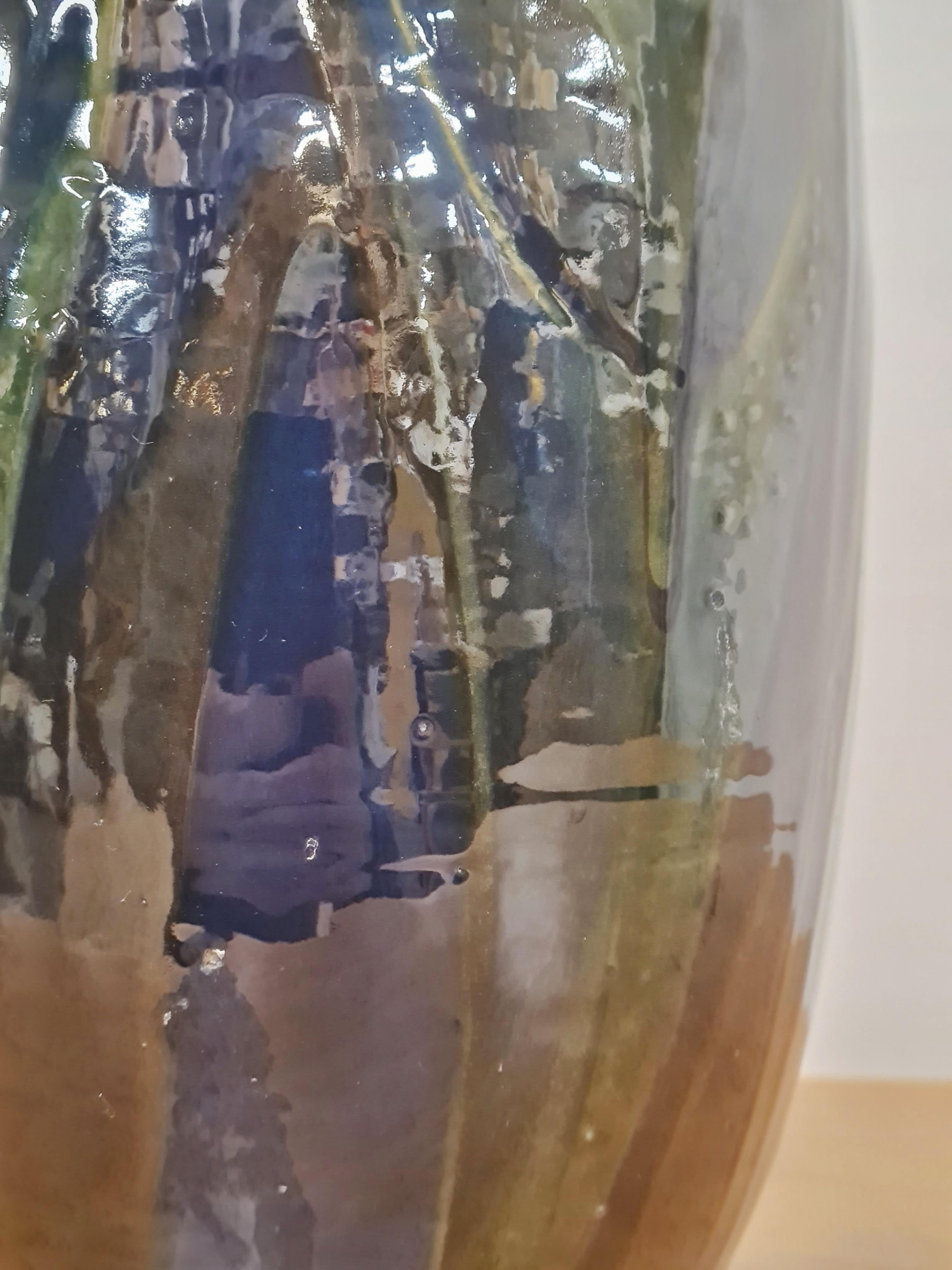Céramique Grand vase Art nouveau à glaçure bleue et verte par Herman Kähler, Danemark c. 1900 en vente