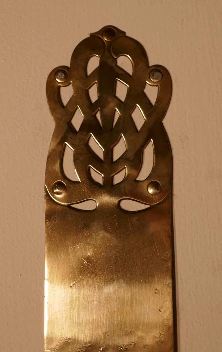 Large Art Nouveau Brass Front Door Plate with Knob and Escutcheon at