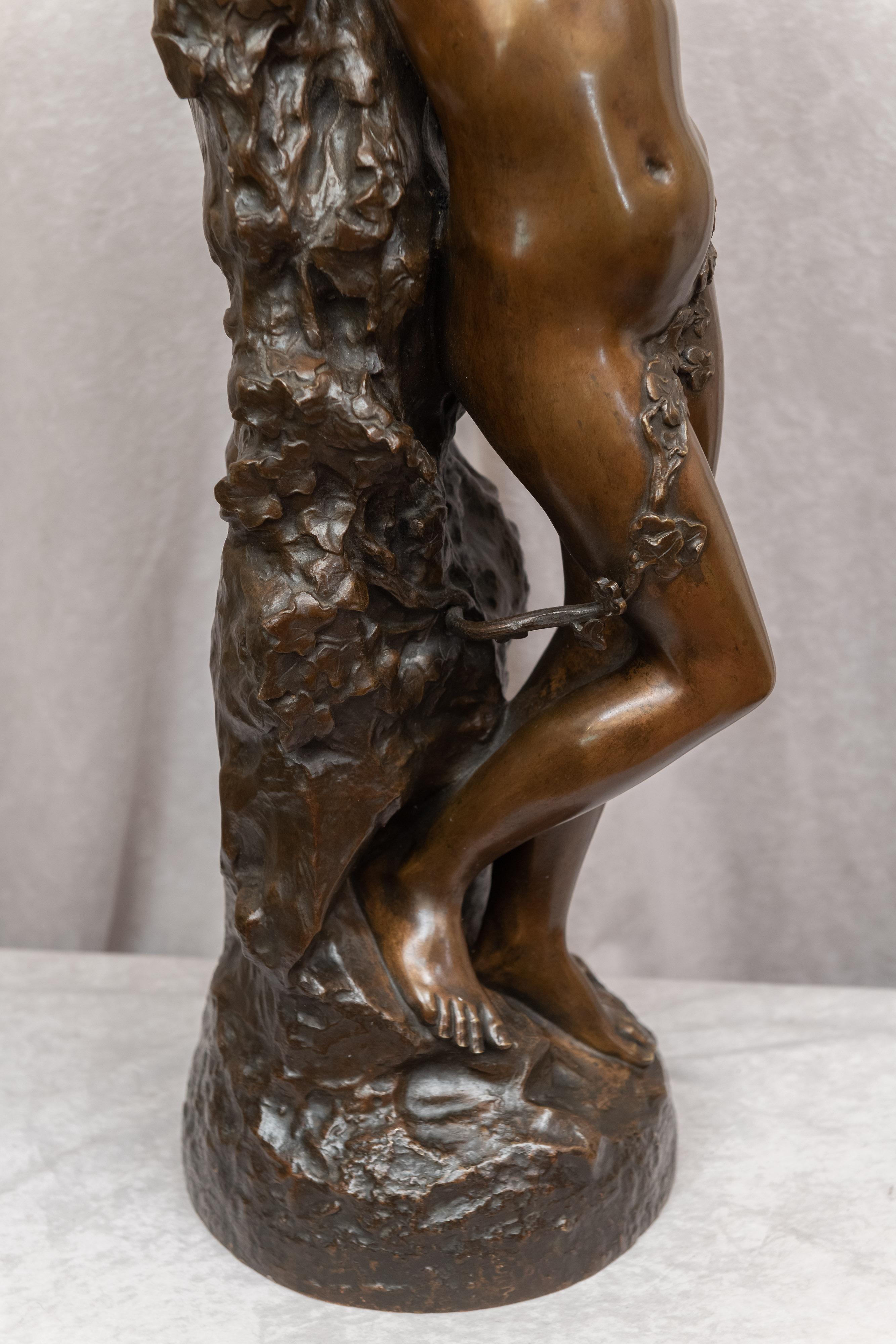 Large Art Nouveau Bronze Figure of a Female Nude, 19th Century, Artist Signed 4