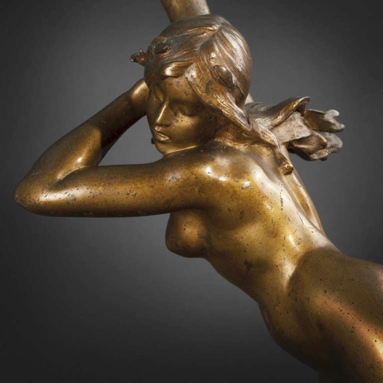 Large Art Nouveau Bronze Sculpture Daphne by Jules Dercheu, France, circa 1900 5
