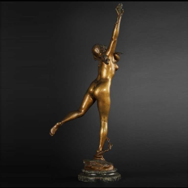 Bronze Grande sculpture en bronze Art Nouveau Daphne par Jules Dercheu:: France:: vers 1900
