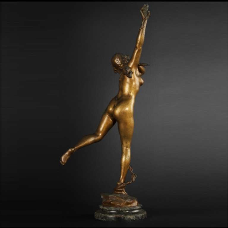 Large Art Nouveau Bronze Sculpture Daphne by Jules Dercheu, France, circa 1900 2