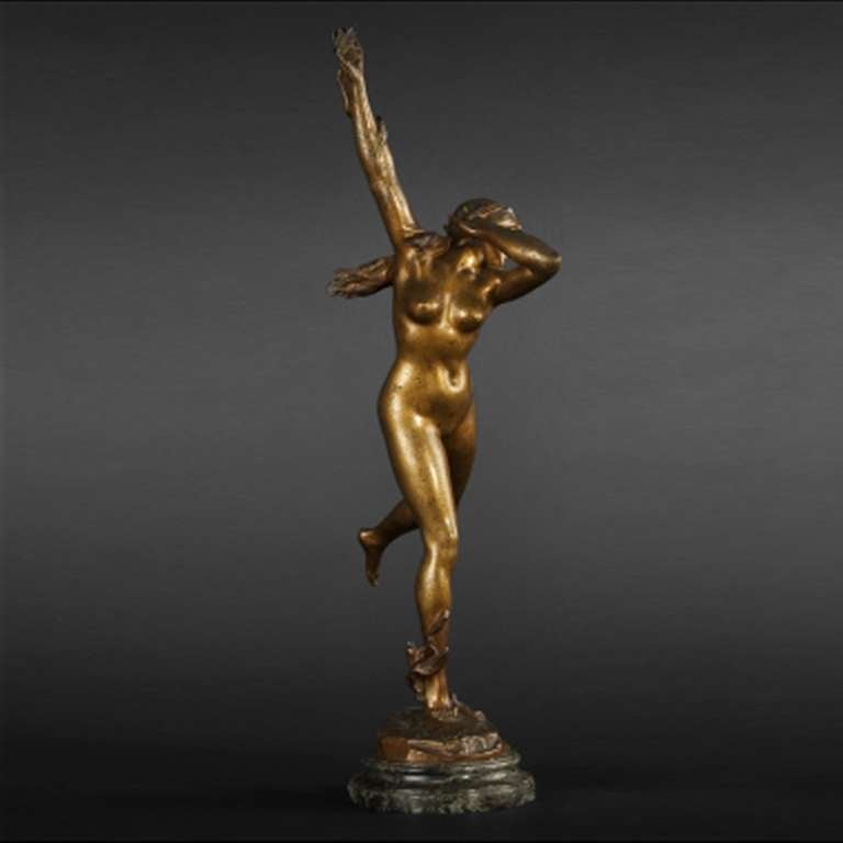 Large Art Nouveau Bronze Sculpture Daphne by Jules Dercheu, France, circa 1900 3