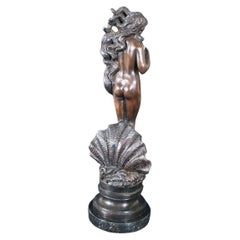 Gran escultura Art Nouveau de bronce de Venus saliendo de una concha, por James Hunt