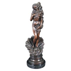 Large Art Nouveau Bronze Sculpture of Venus Emerging from Shell by James Hunt