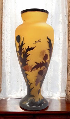 Large Art Nouveau Cameo Vase, After Émile Gallé