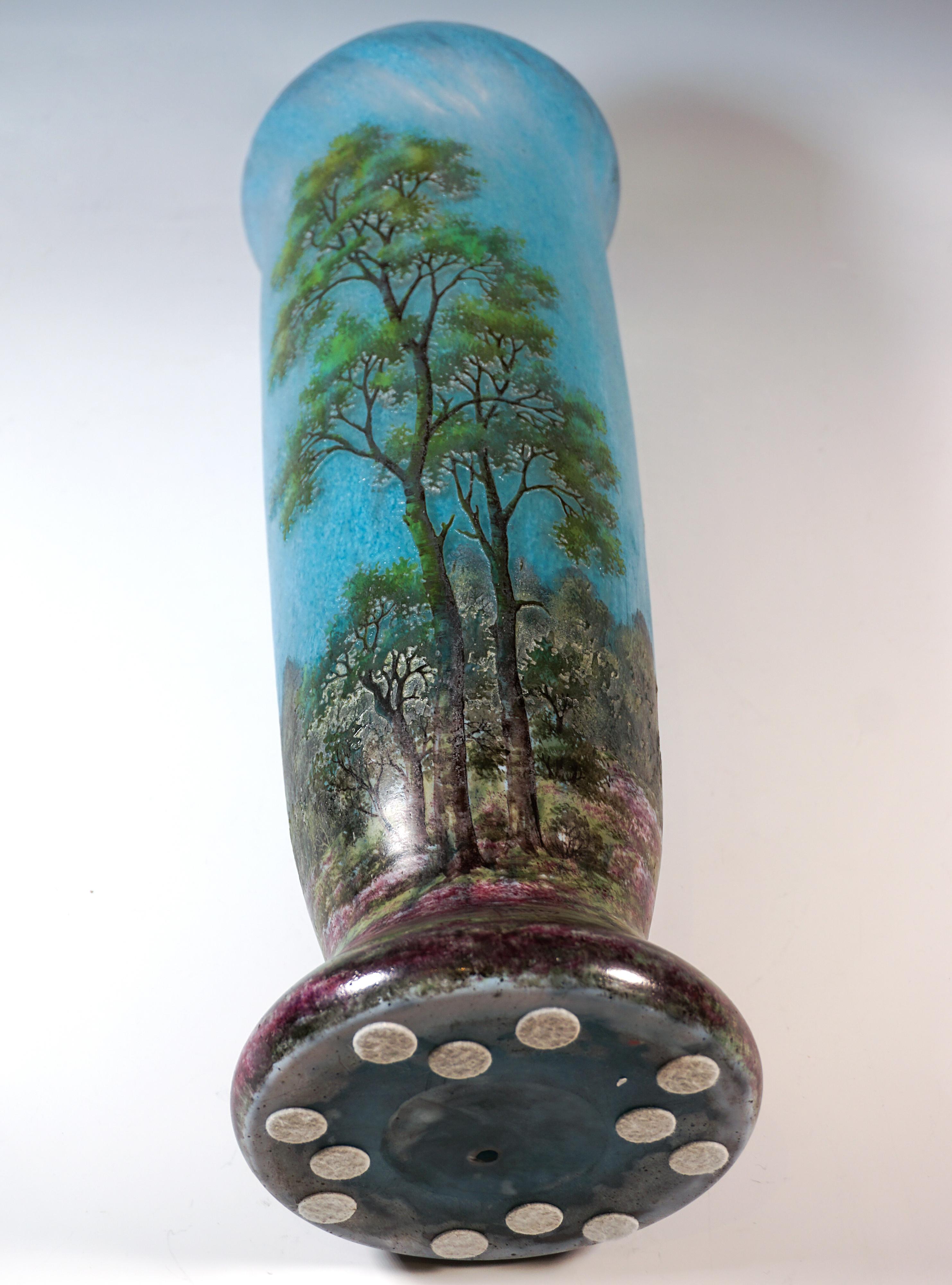 Large Art Nouveau Cameo Vase With Spring Landscape, Daum Nancy, France, Ca 1910 For Sale 1