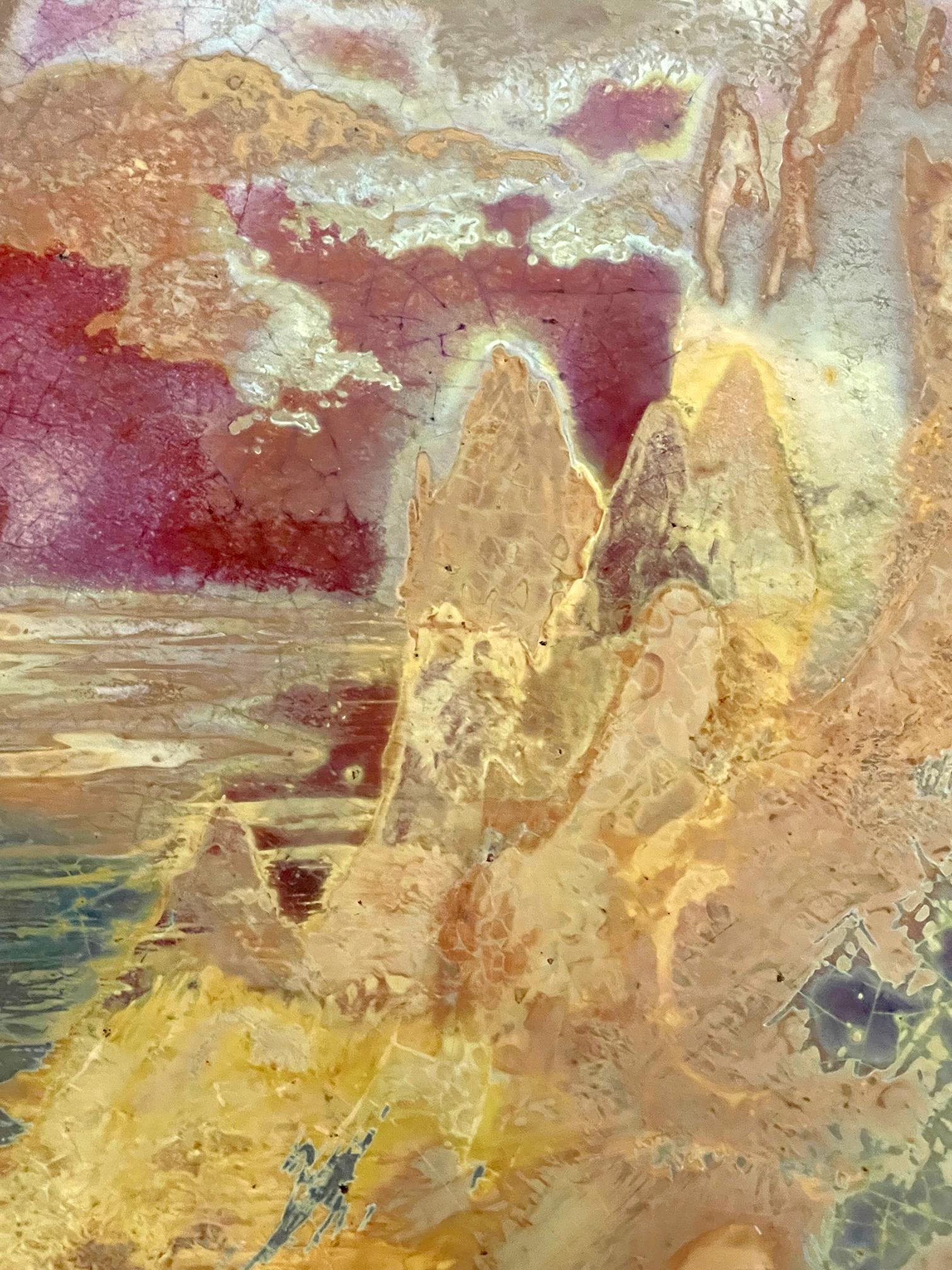 Grande piatto paesaggio in ceramica Art Nouveau con smalto a lustro di Clement Massier in vendita 7