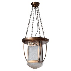 Large Art Nouveau Copper and Glass Lantern