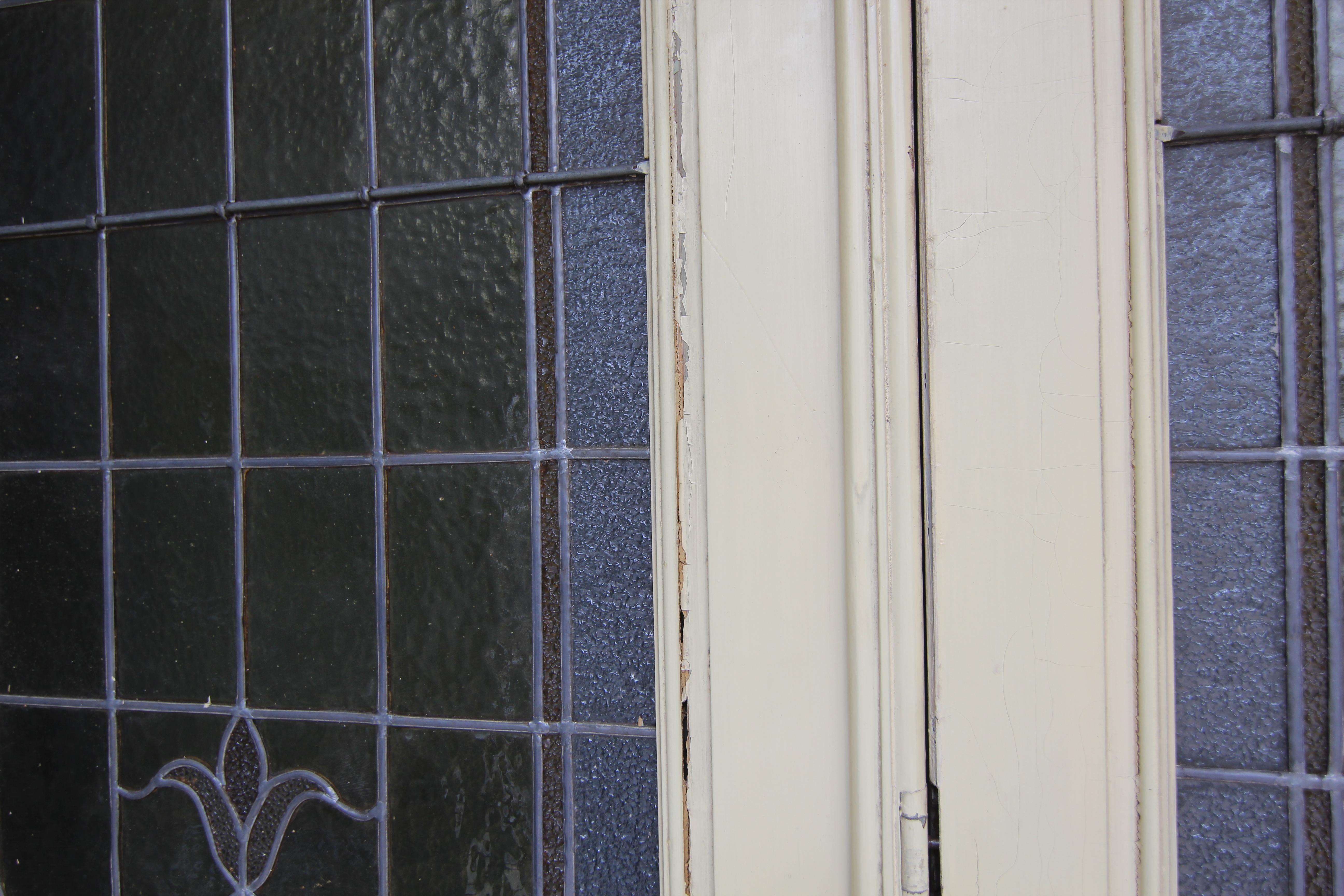 Large Art Nouveau Double Door or Room Divider with Lead Glazing 6