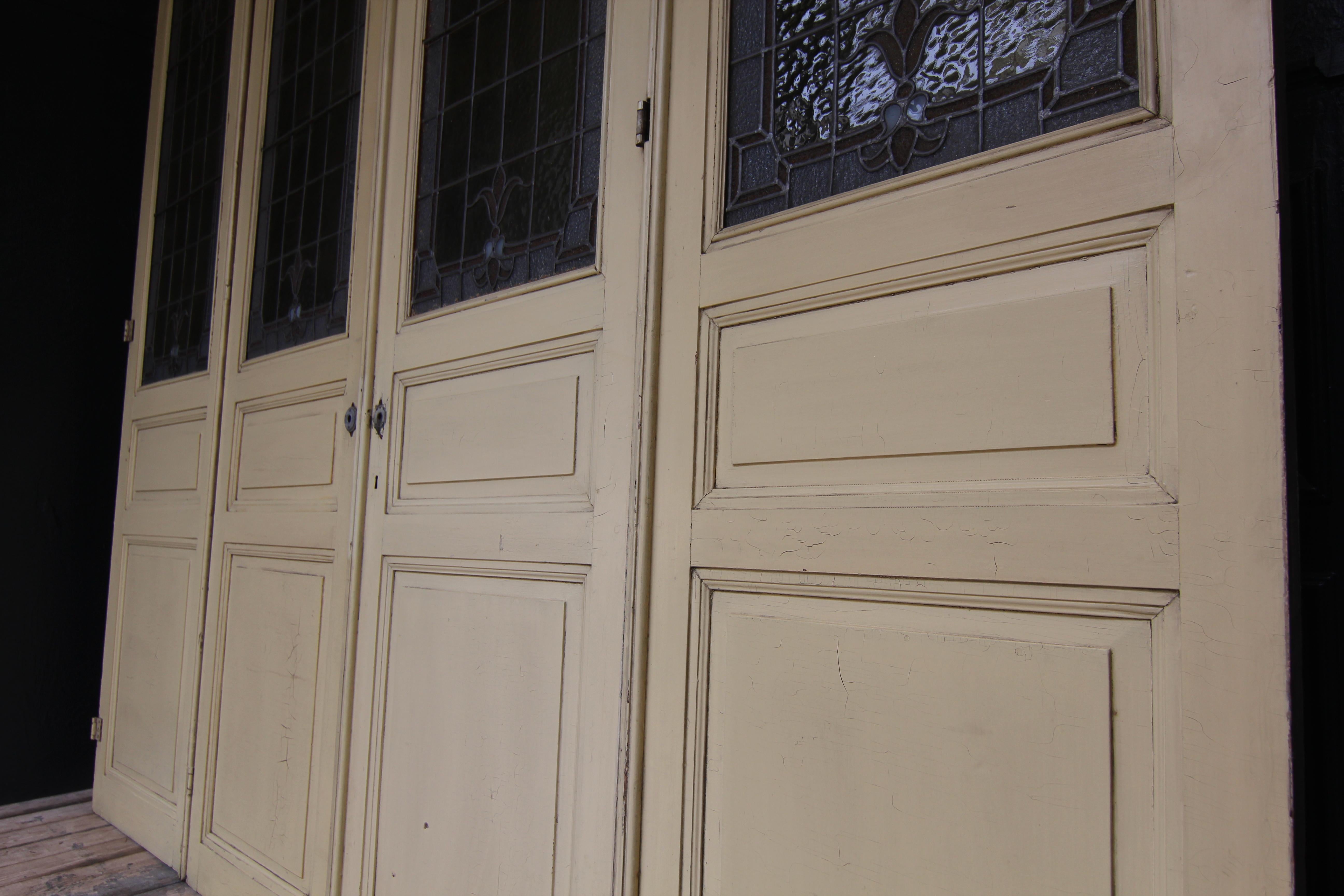 Verre Grand séparateur de porte ou de pièce Art Nouveau à glaçure au plomb en vente