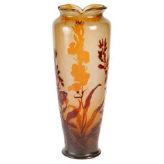 Large Art Nouveau Gallé Vase, Pâte de Verre, Circa 1900.