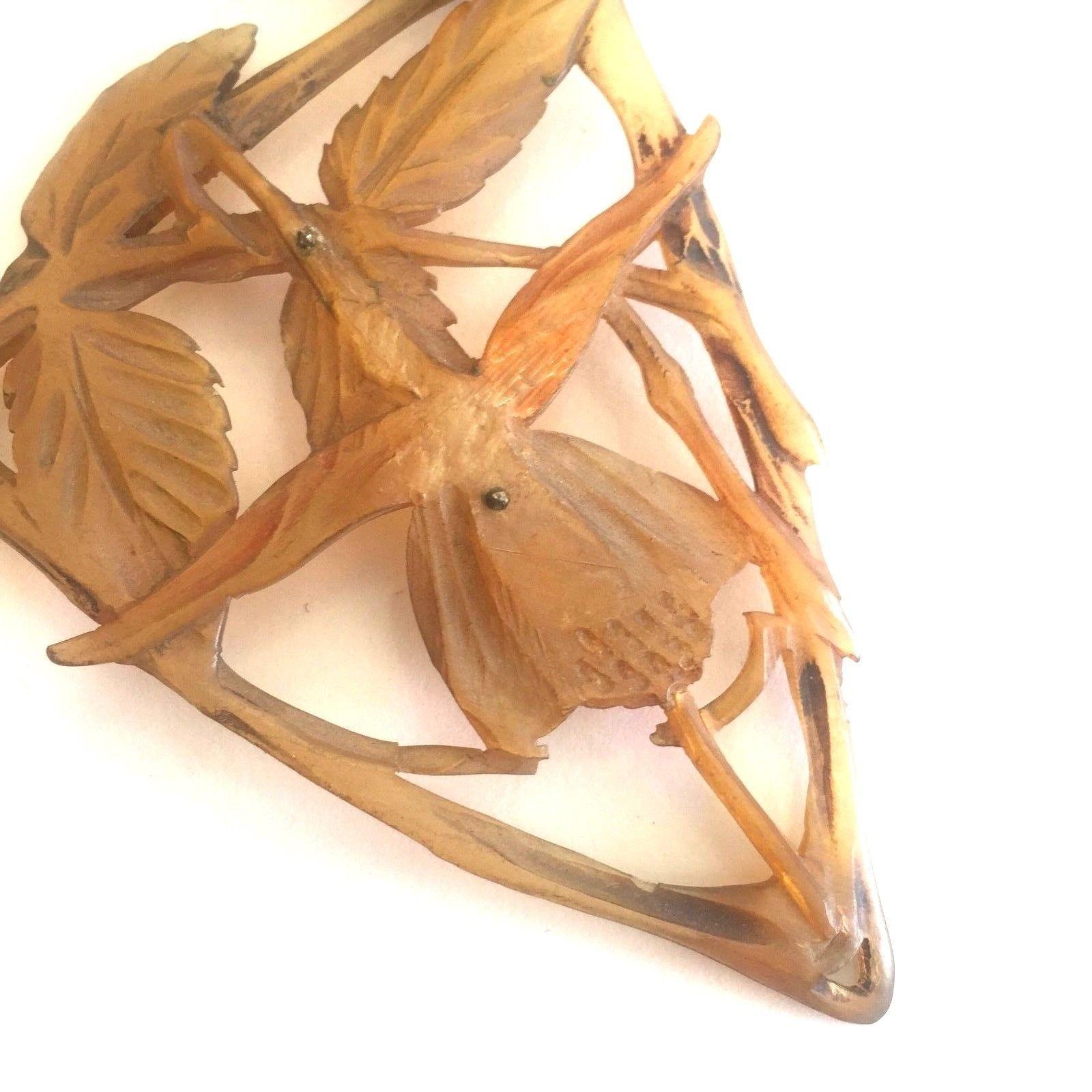 18th Century Large Art Nouveau Hand Carved Tortoise Shell Pendant, circa 1890, Paris For Sale