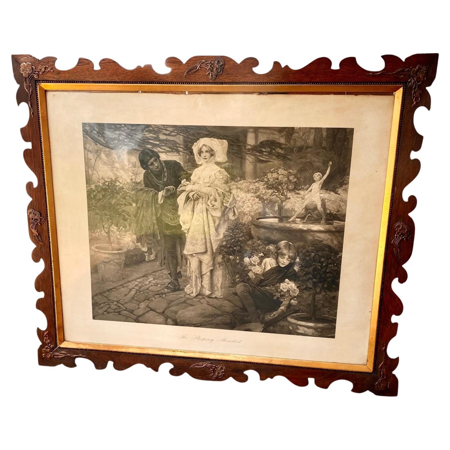Große Jugendstillithographie Arthur Augustus Dixon Das schlafende Minstral 19. im Angebot