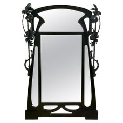 Antique Large Art Nouveau Mirror in Stained Cherry - Turin, 1900