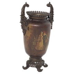 Gran jarrón Art Nouveau de bronce pintado