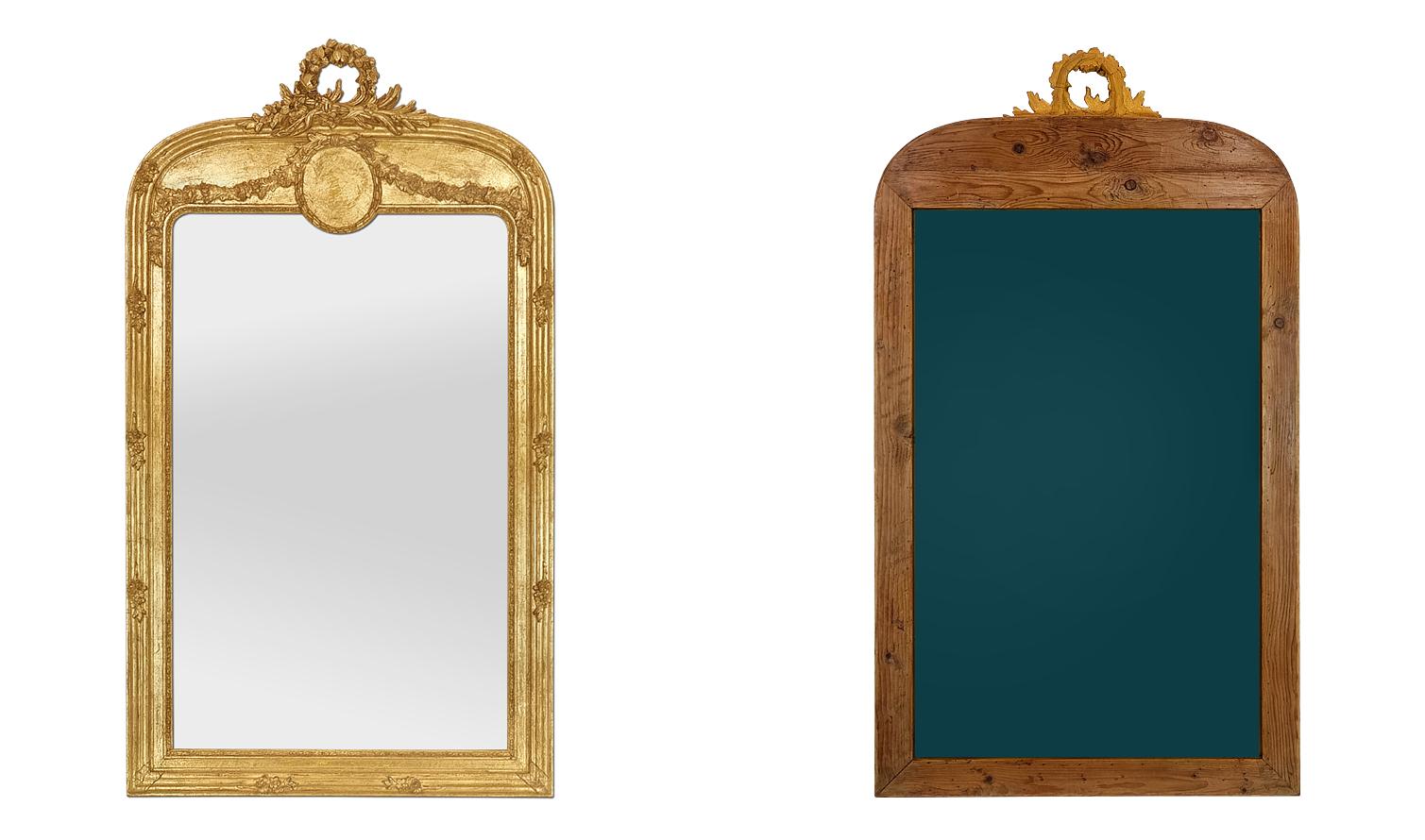 Grand miroir mural en bois doré d'époque Art Nouveau, de style Louis XVI, vers 1910 en vente 1