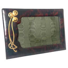 Large Art Nouveau picture frame made of leather and gilt brass Masterpiece 1900