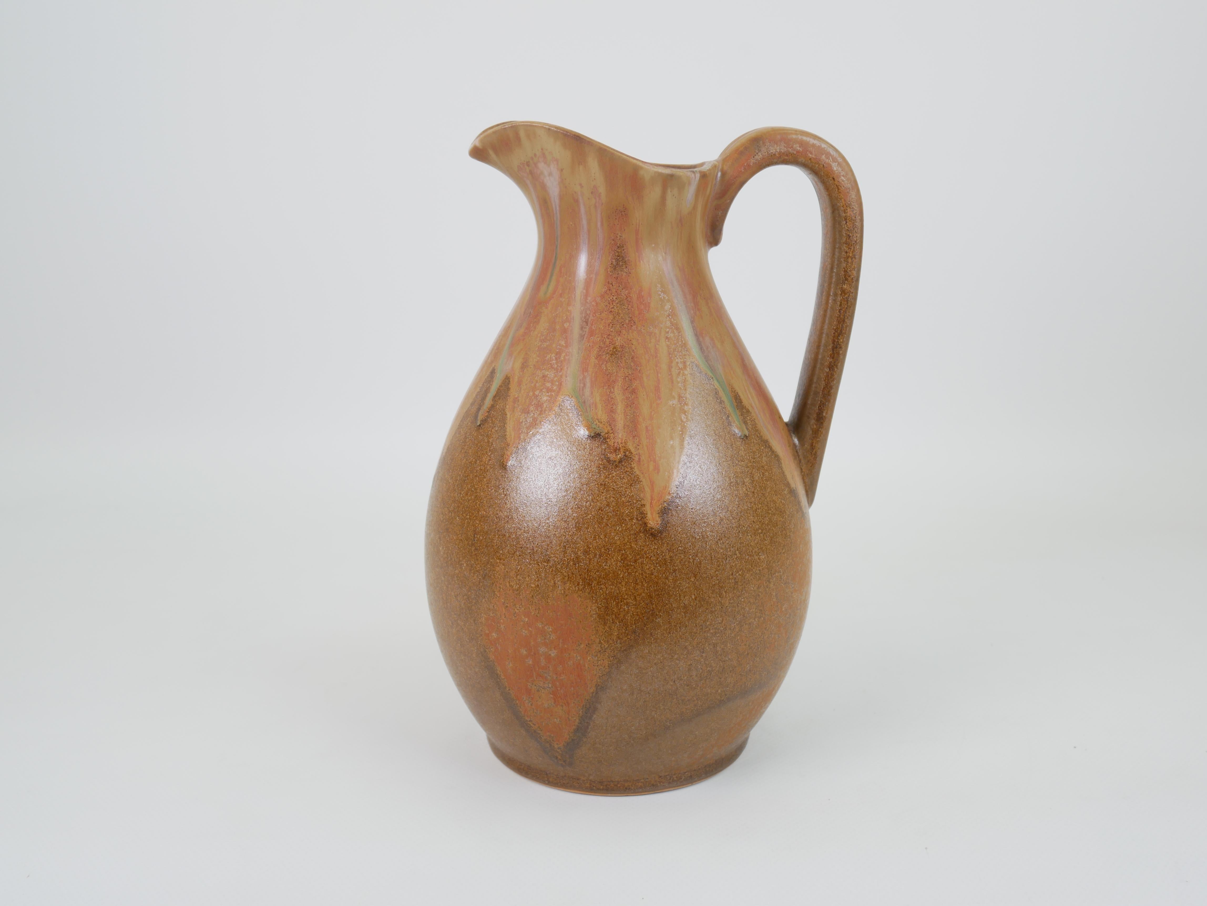 Ceramic Large Art Nouveau Pitcher by Denbac France For Sale