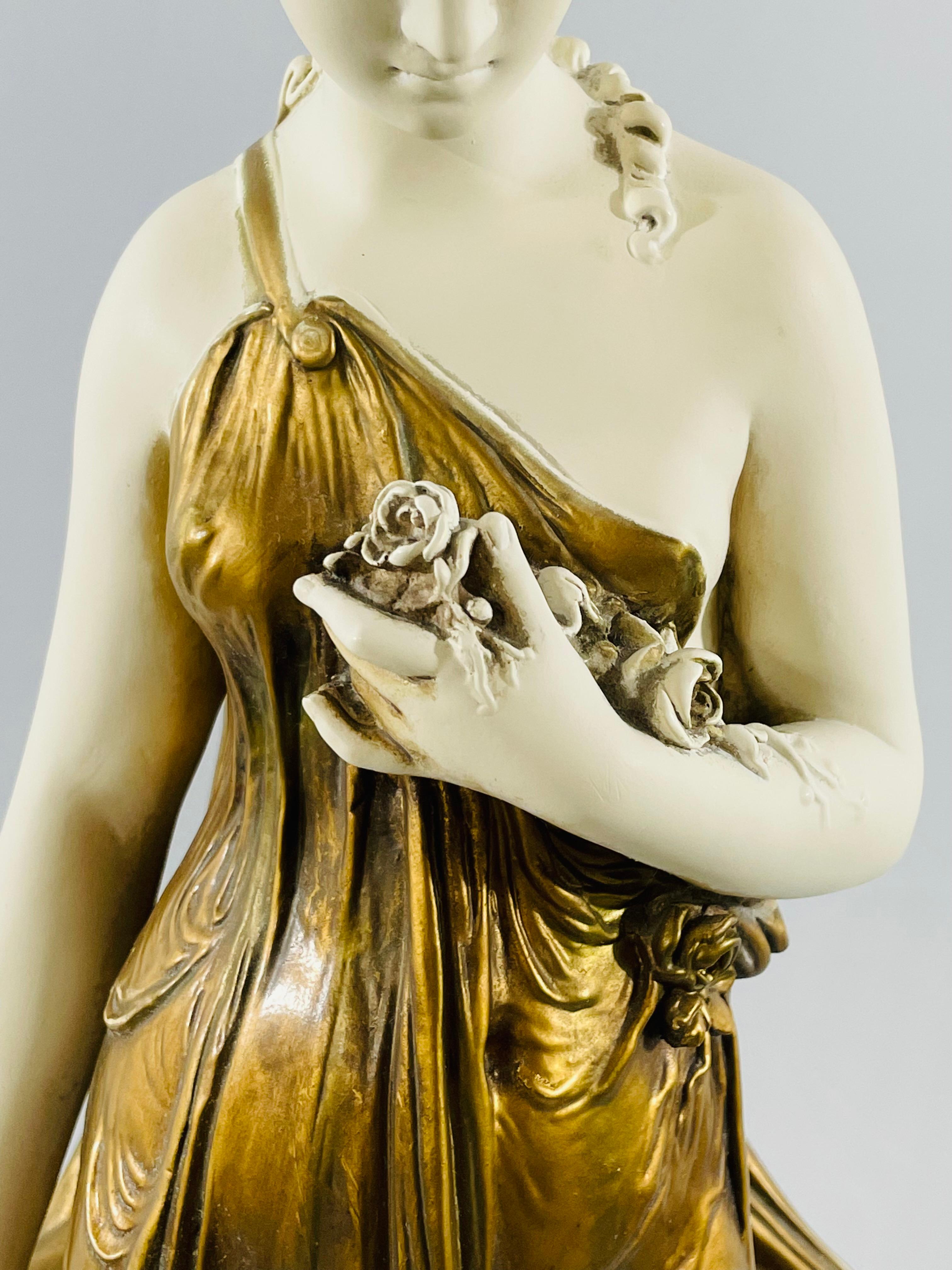 Large Art Nouveau Porcelain Female Nymph Sculpture by Granitex For Sale 1