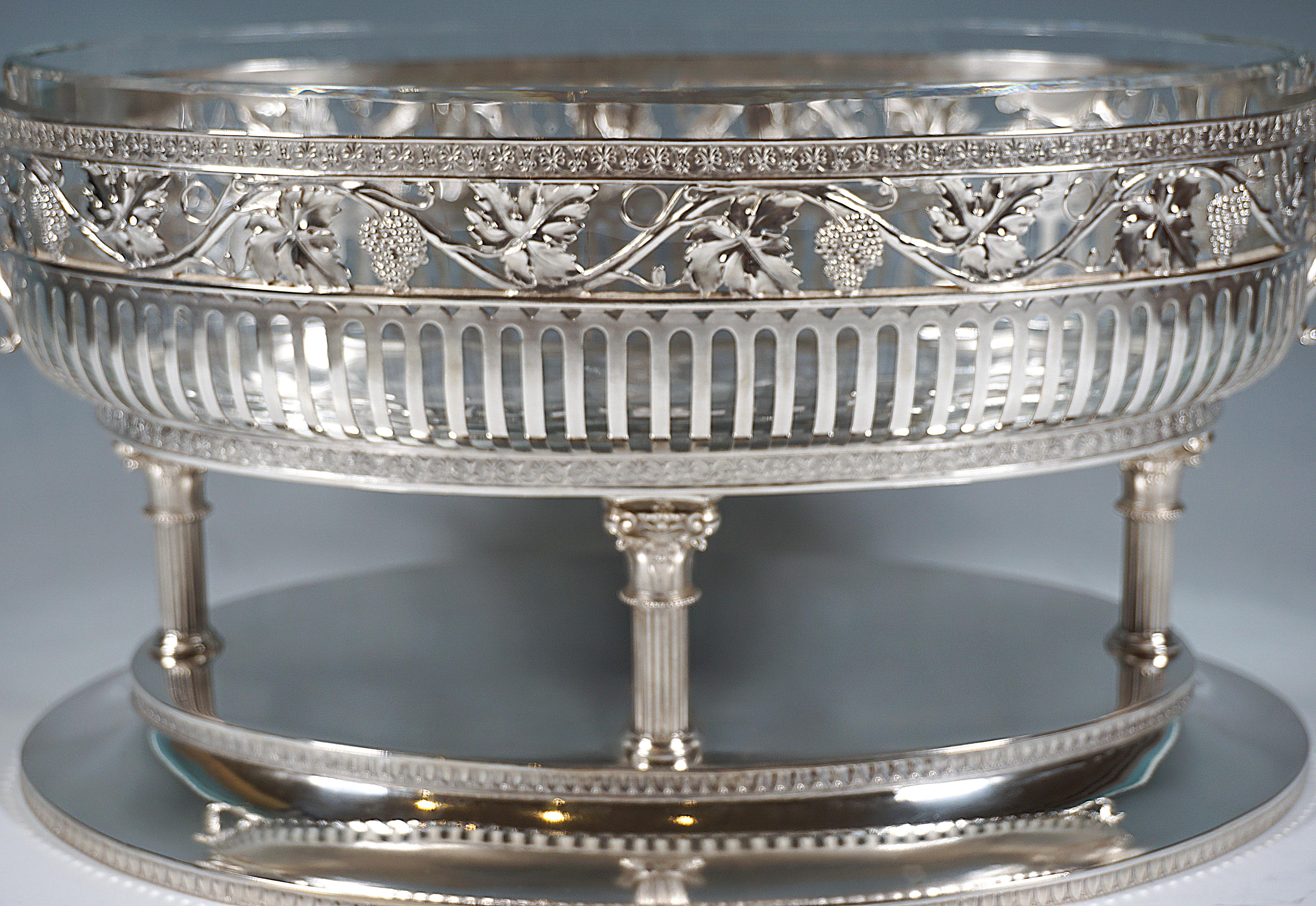 Hand-Crafted Large Art Nouveau Silver Centerpiece on Columns, by Bruckmann & Sons, Germany For Sale