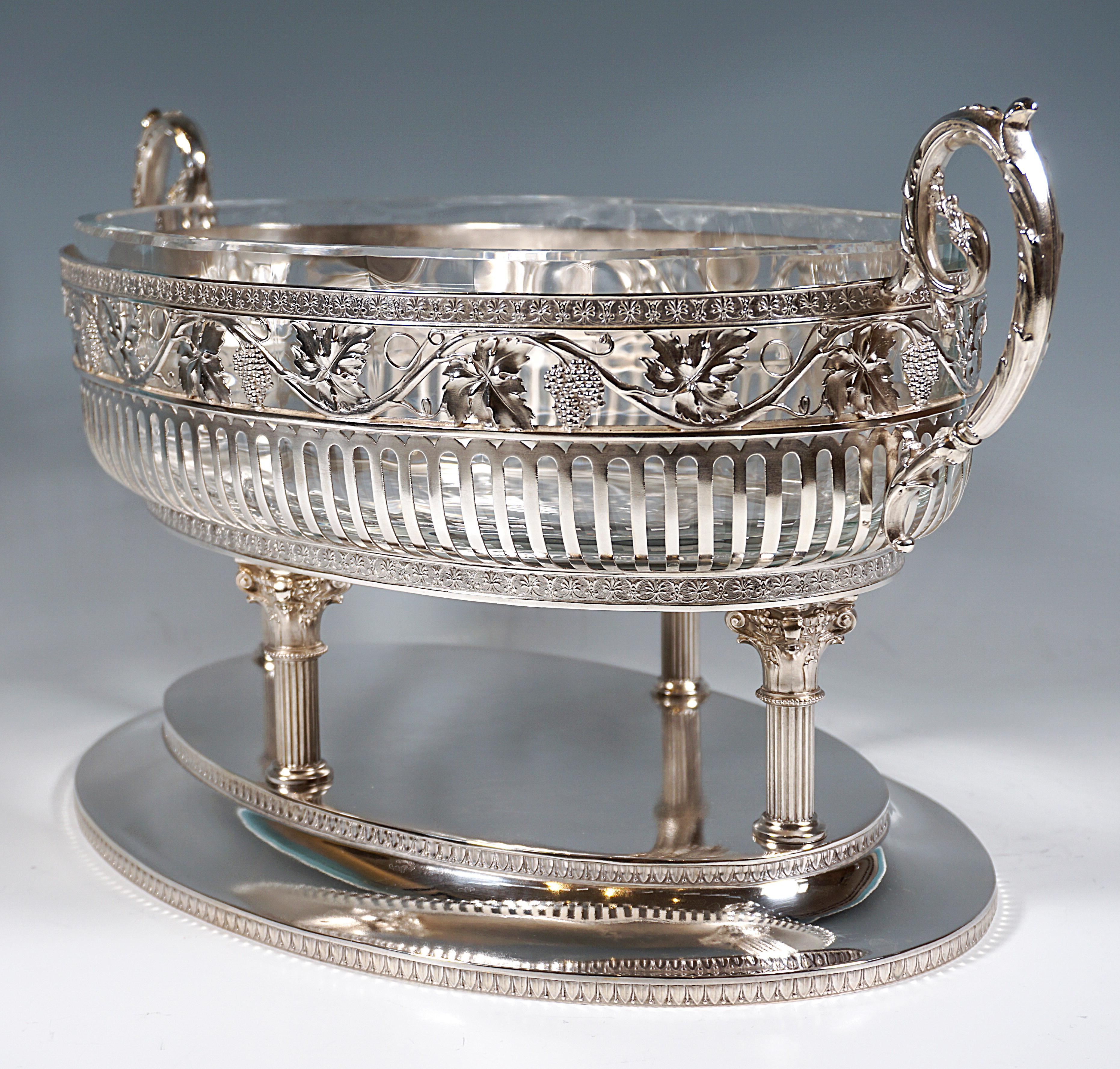 Large Art Nouveau Silver Centerpiece on Columns, by Bruckmann & Sons, Germany In Good Condition For Sale In Vienna, AT
