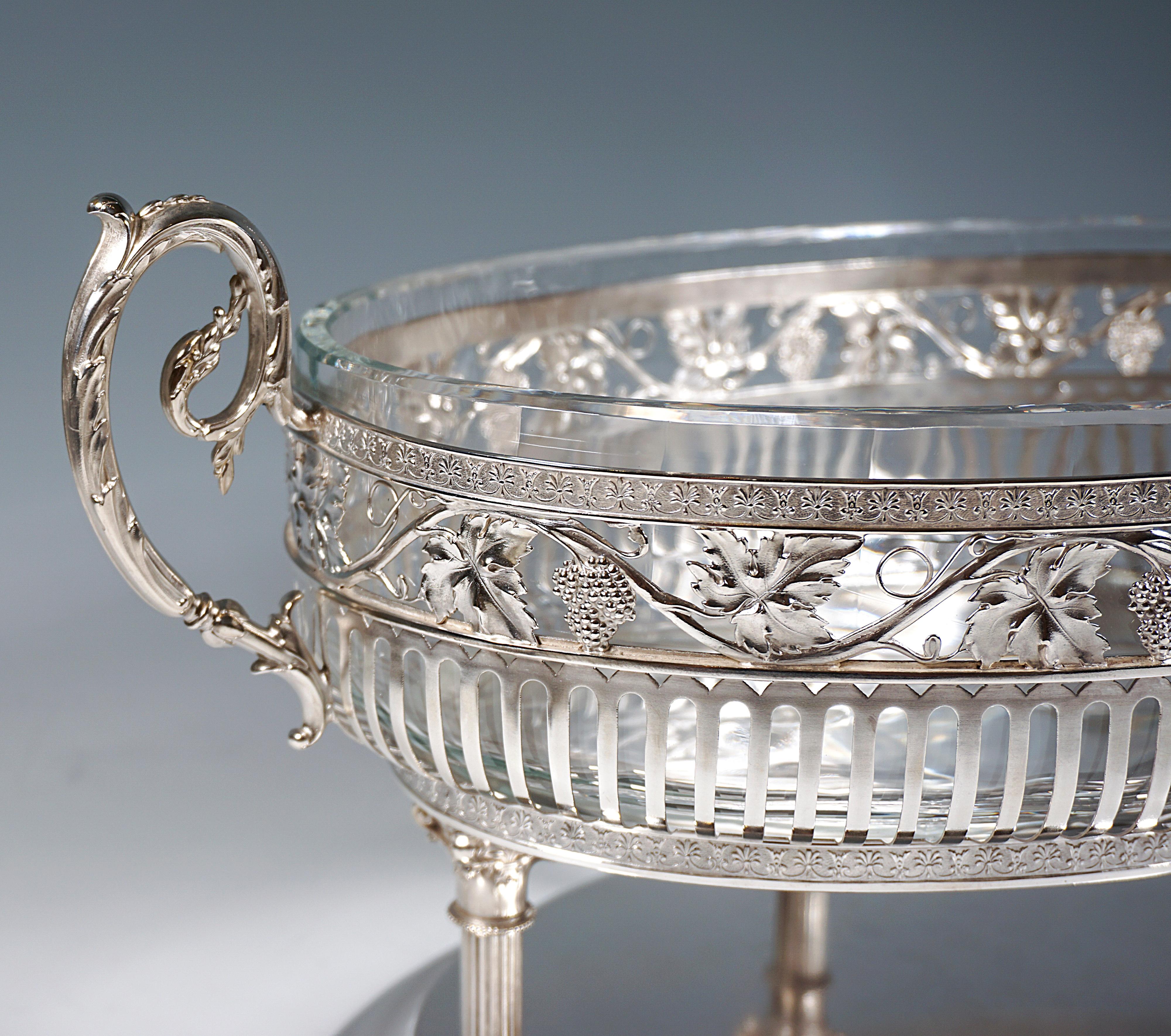 Early 20th Century Large Art Nouveau Silver Centerpiece on Columns, by Bruckmann & Sons, Germany For Sale