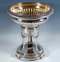 Large Art Nouveau Silver Centerpiece With Original Glass Insert, Germany, c 1915